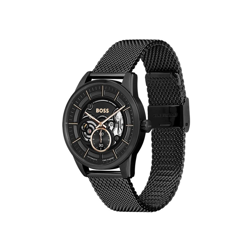 Black Stainless Steel Dress Watch - ventzia