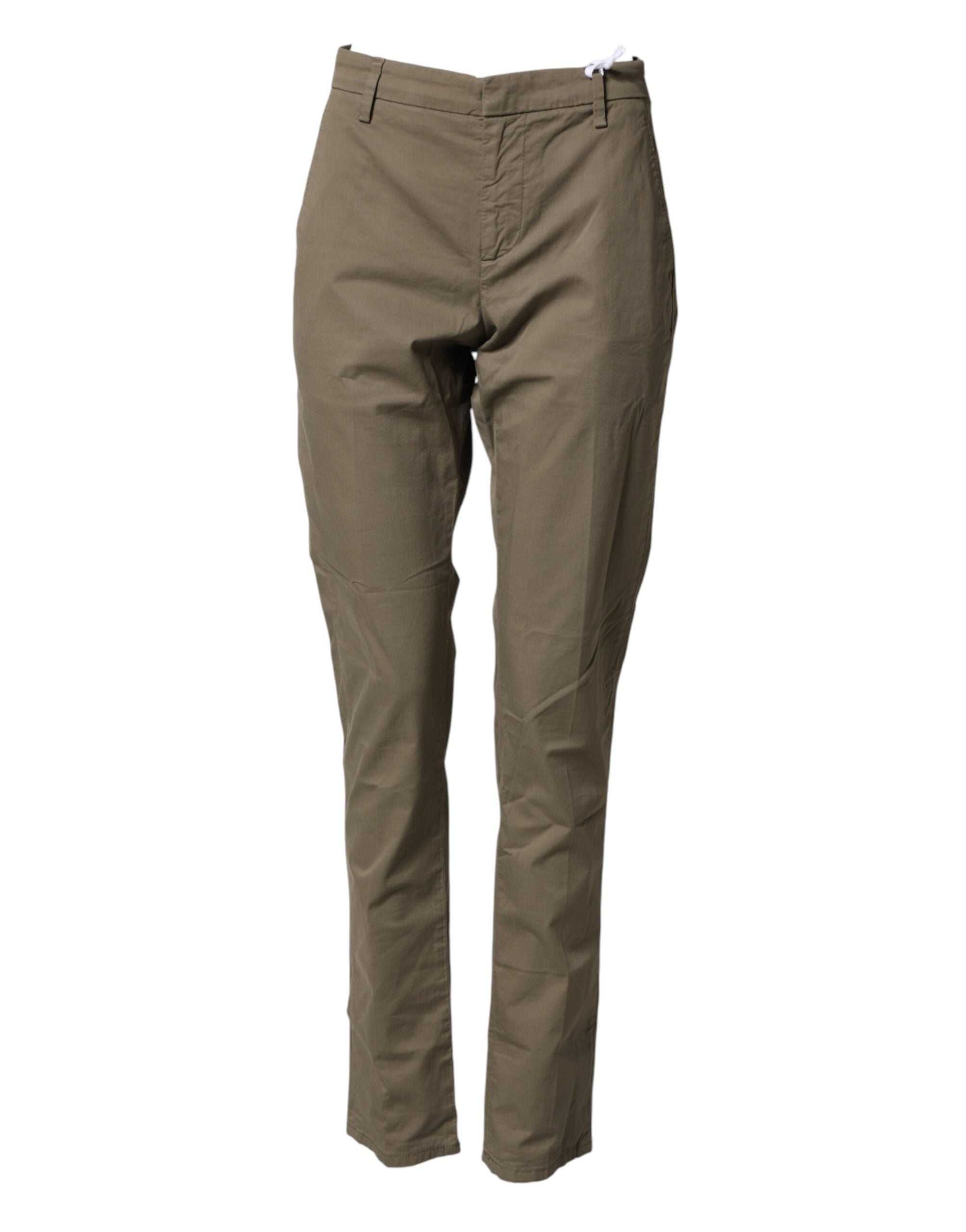 Beige Cotton Stretch Straight Chino Men Trouser Pants