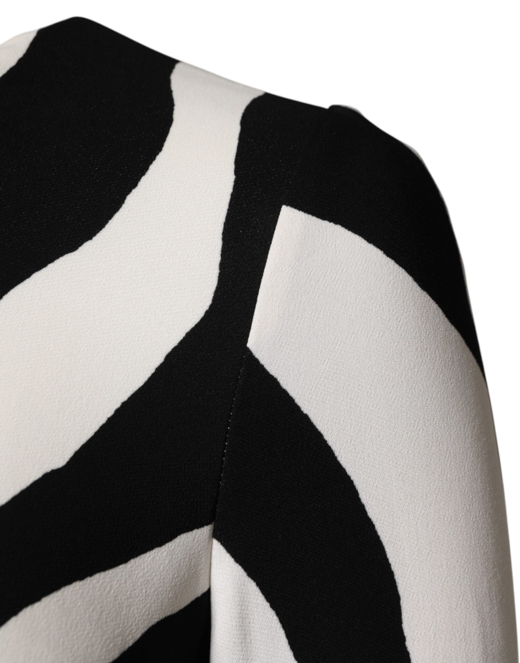 Black White Zebra Viscose Sheath Midi Dress - ventzia