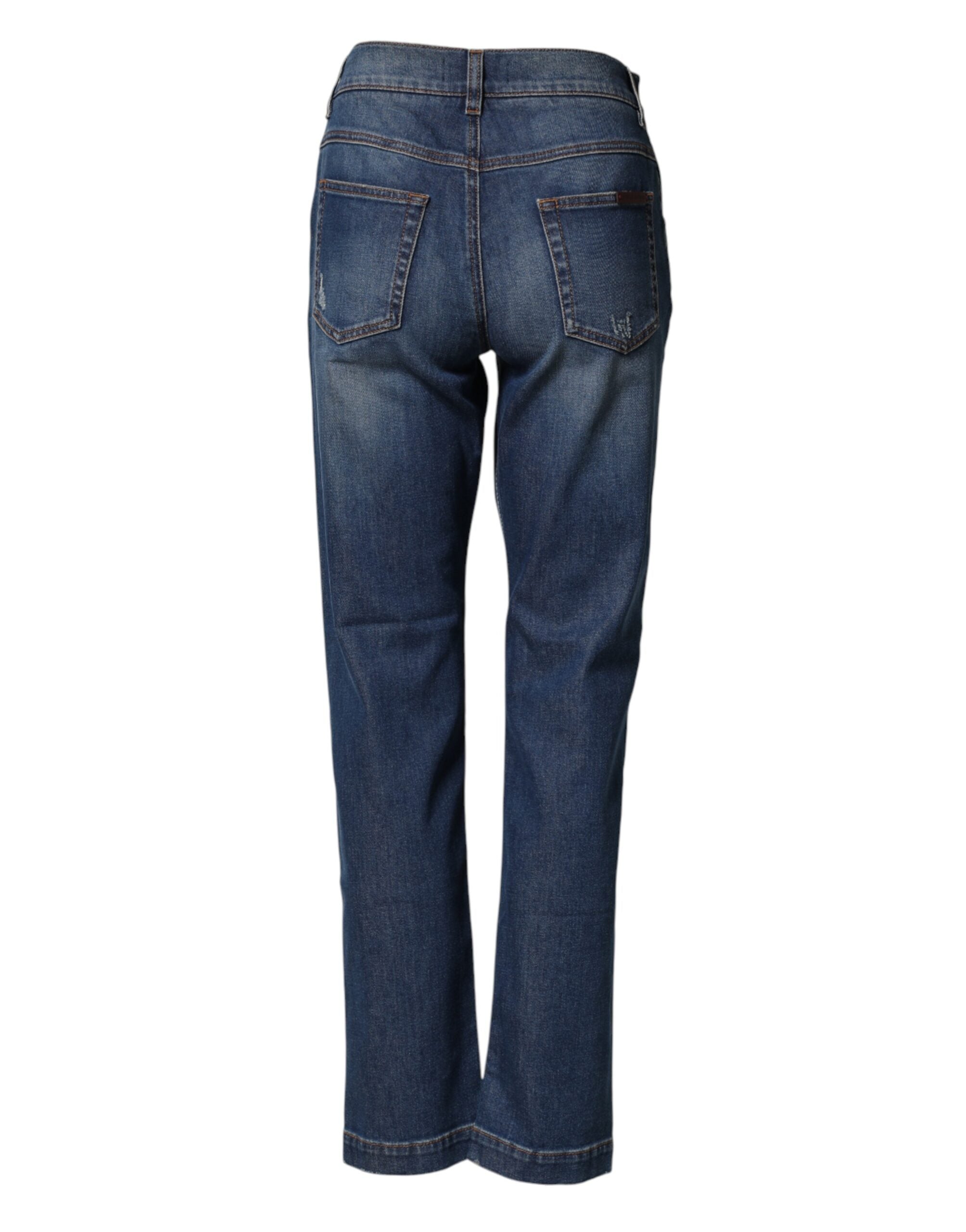 Blue Floral Embroidered BOYFRIEND Denim Jeans