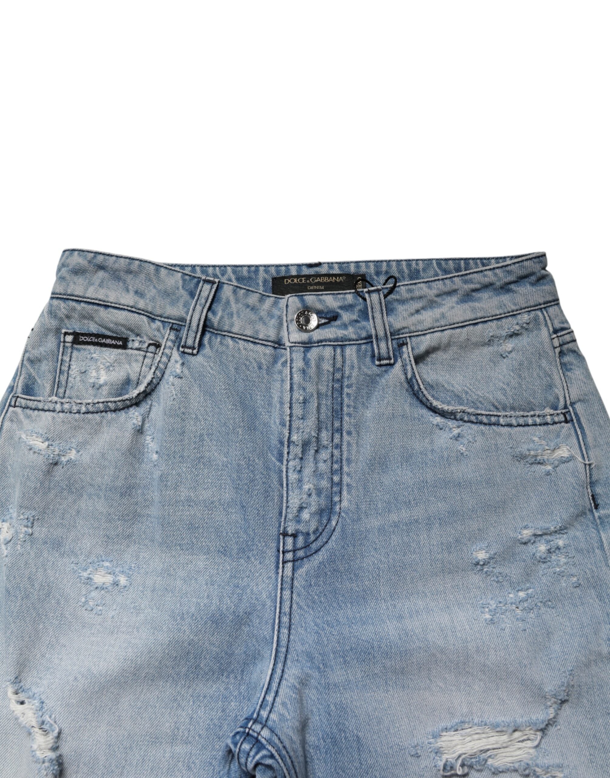 LightBlue Ripped Washed BOYFRIEND Denim Jeans