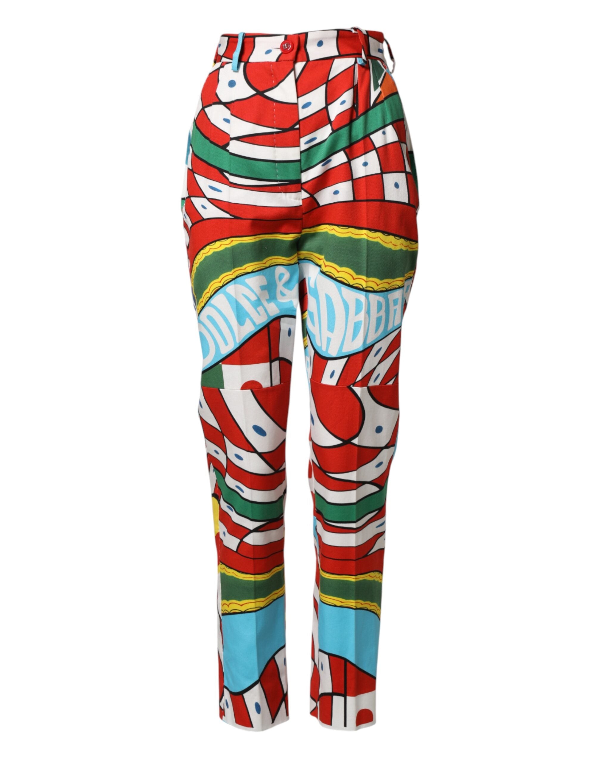 Multicolor Geometric Pattern Straight Pants - ventzia