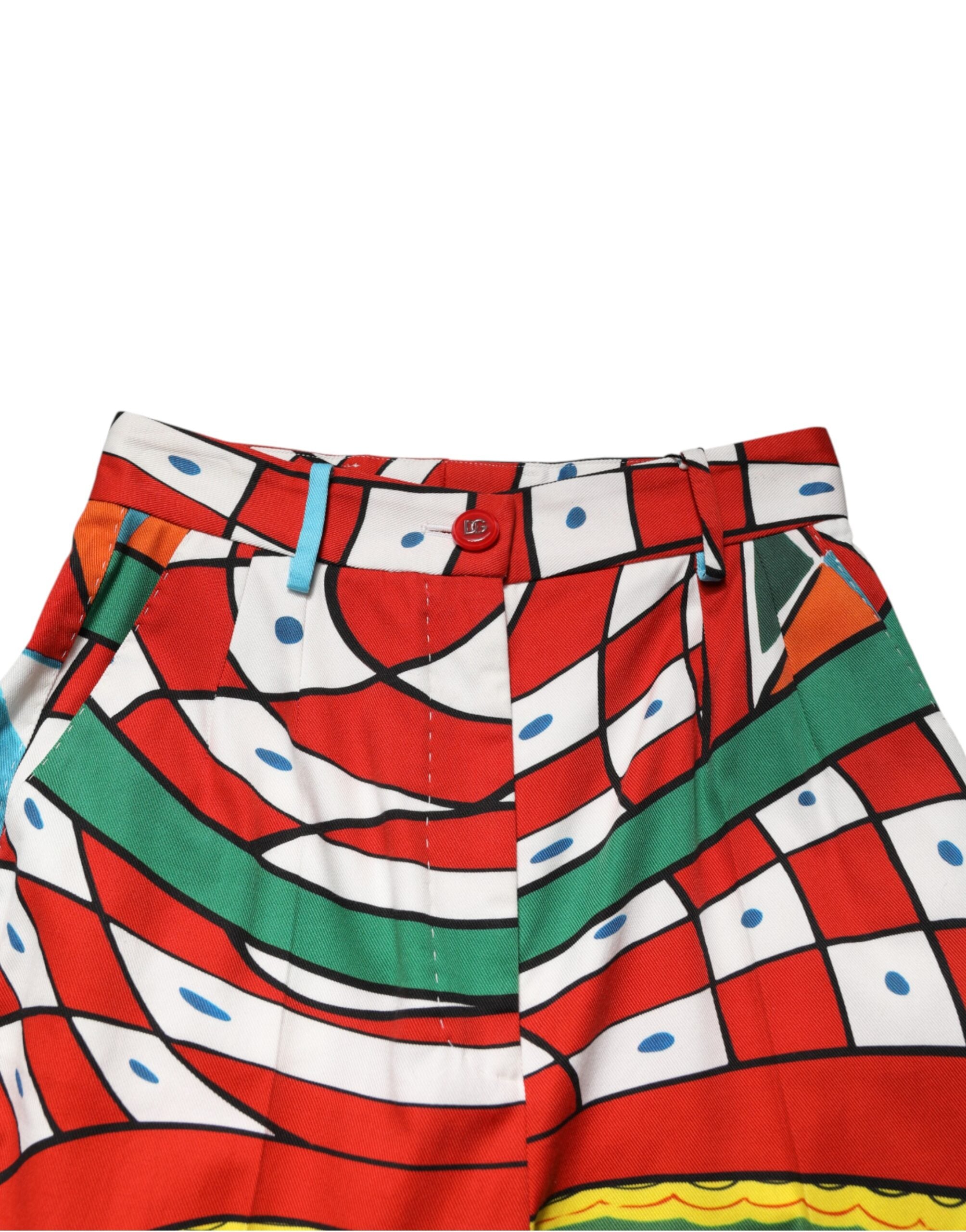 Multicolor Geometric Pattern Straight Pants - ventzia