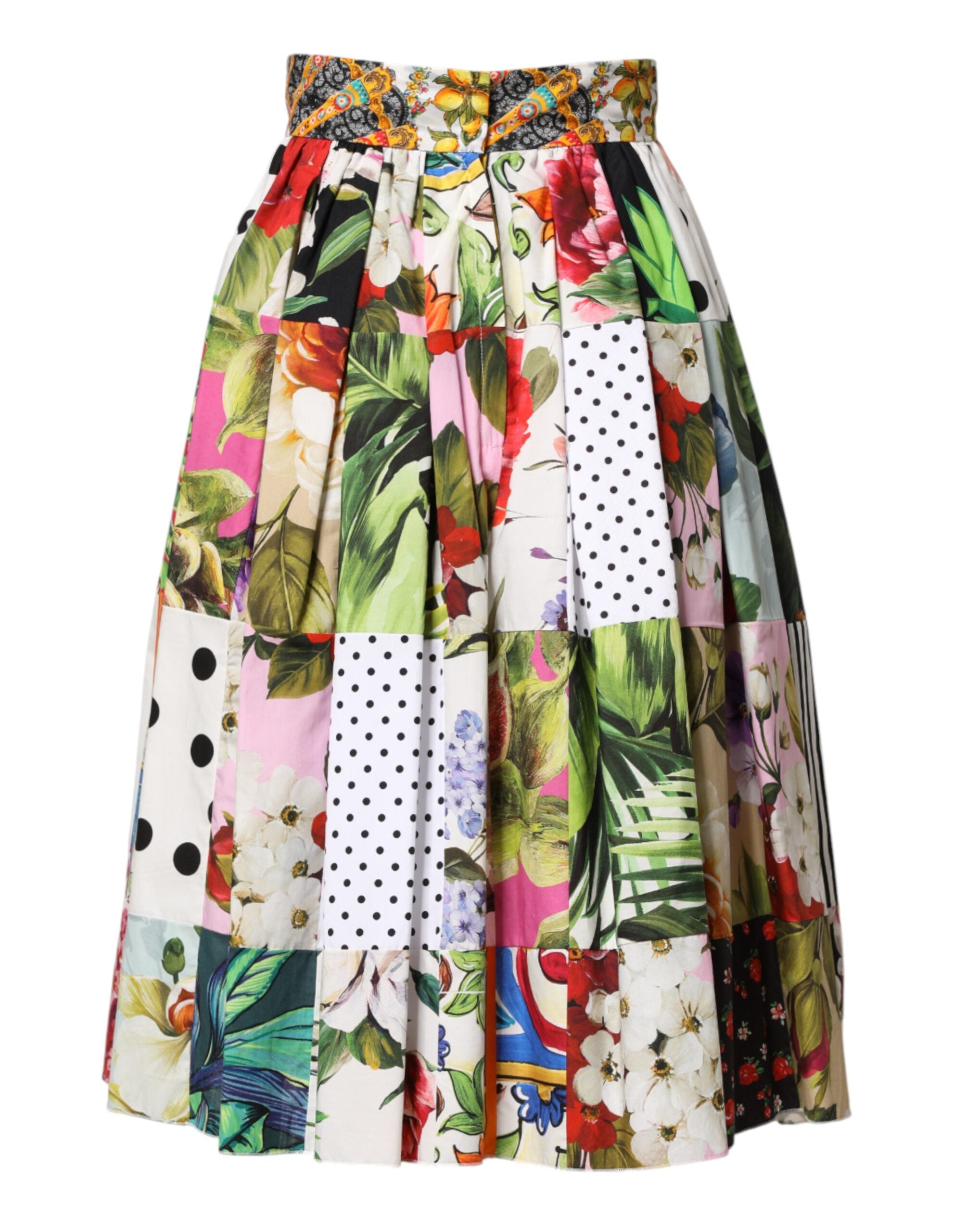 Multicolor Patchwork High Waist Midi Skirt - ventzia