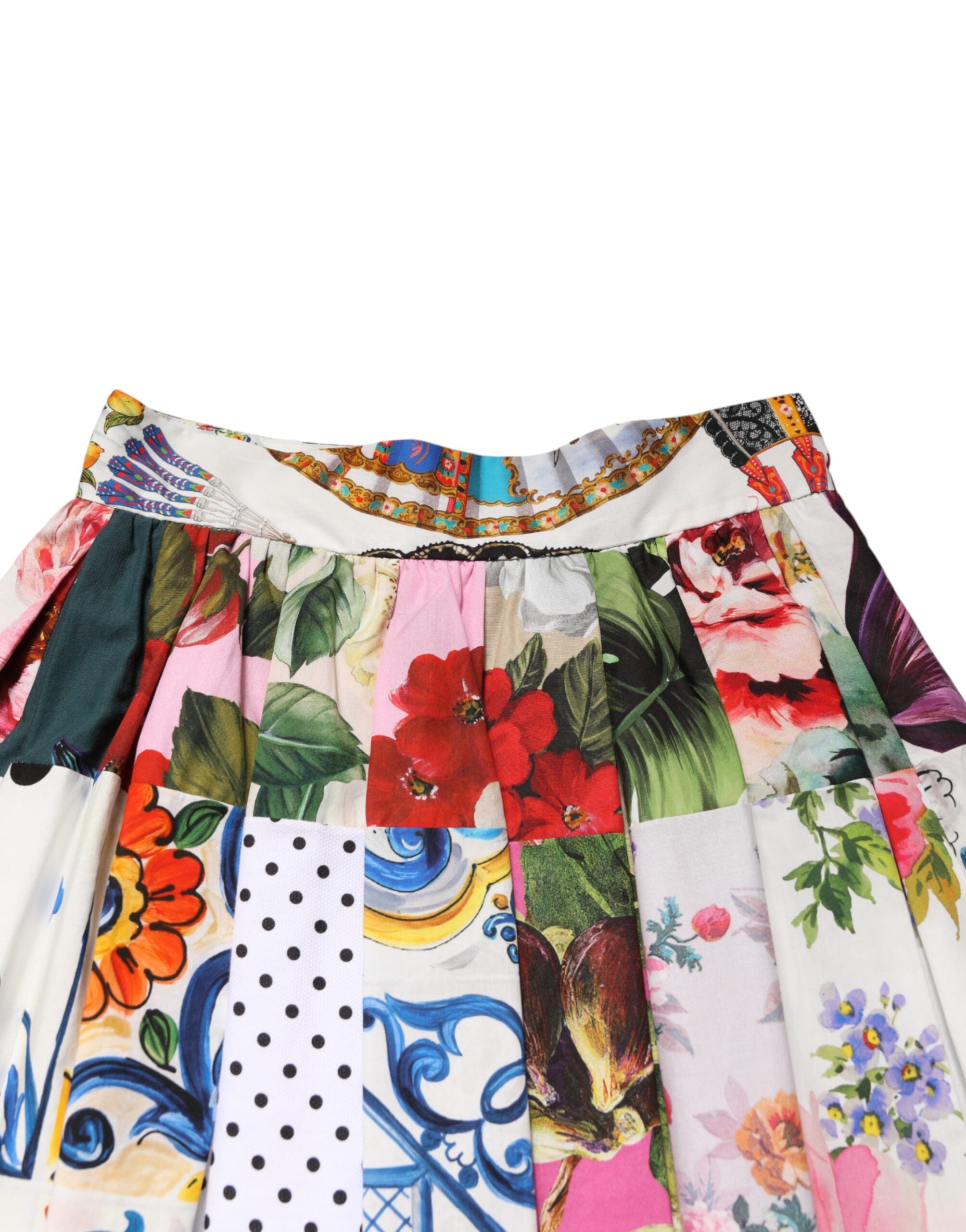 Multicolor Patchwork High Waist Midi Skirt - ventzia
