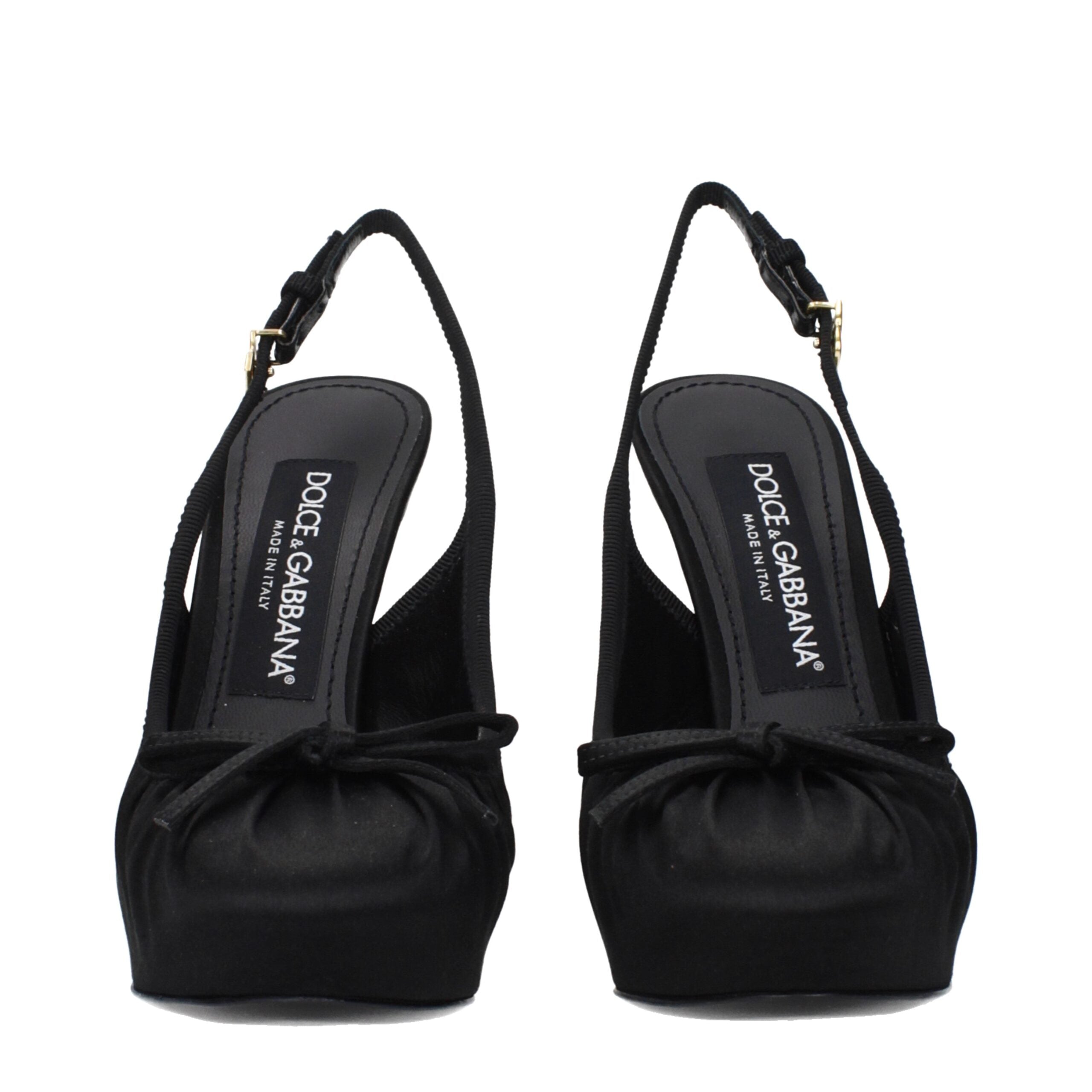 Black Satin High Heel Pumps