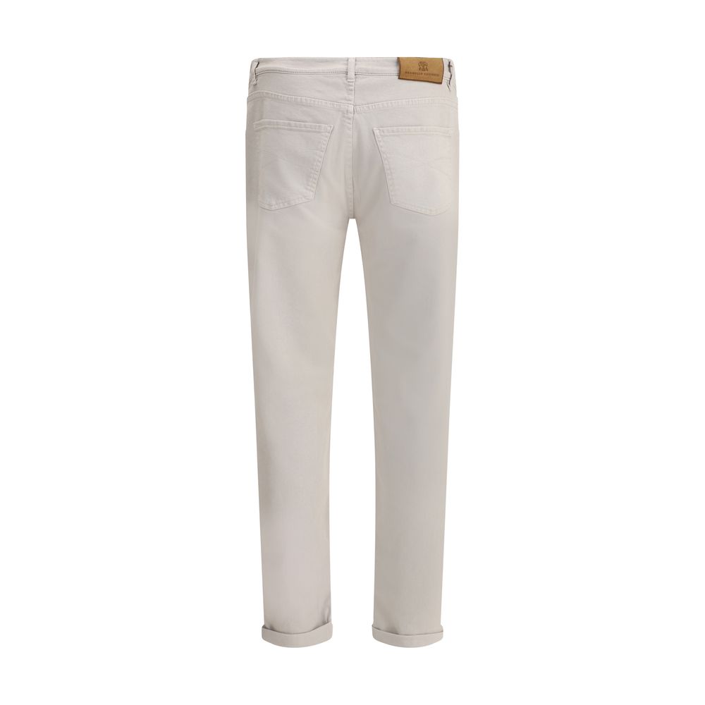 Beige Cotton Straight-Leg Jeans - ventzia
