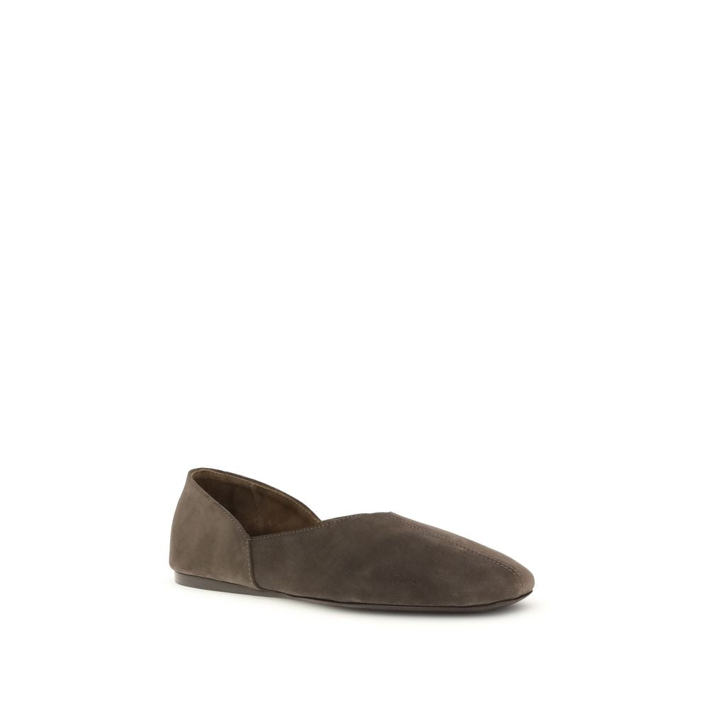 Brown Calf Leather Bos Taurus Ballet Flats - ventzia