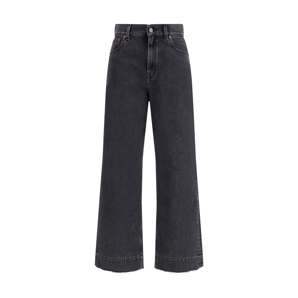 Black Cotton High-Waisted Jean - ventzia