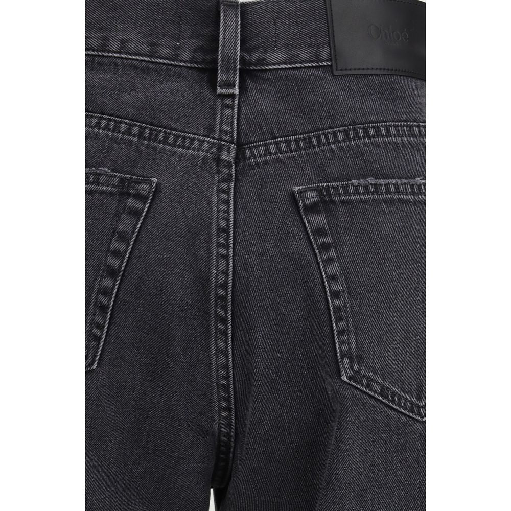 Black Cotton High-Waisted Jean - ventzia