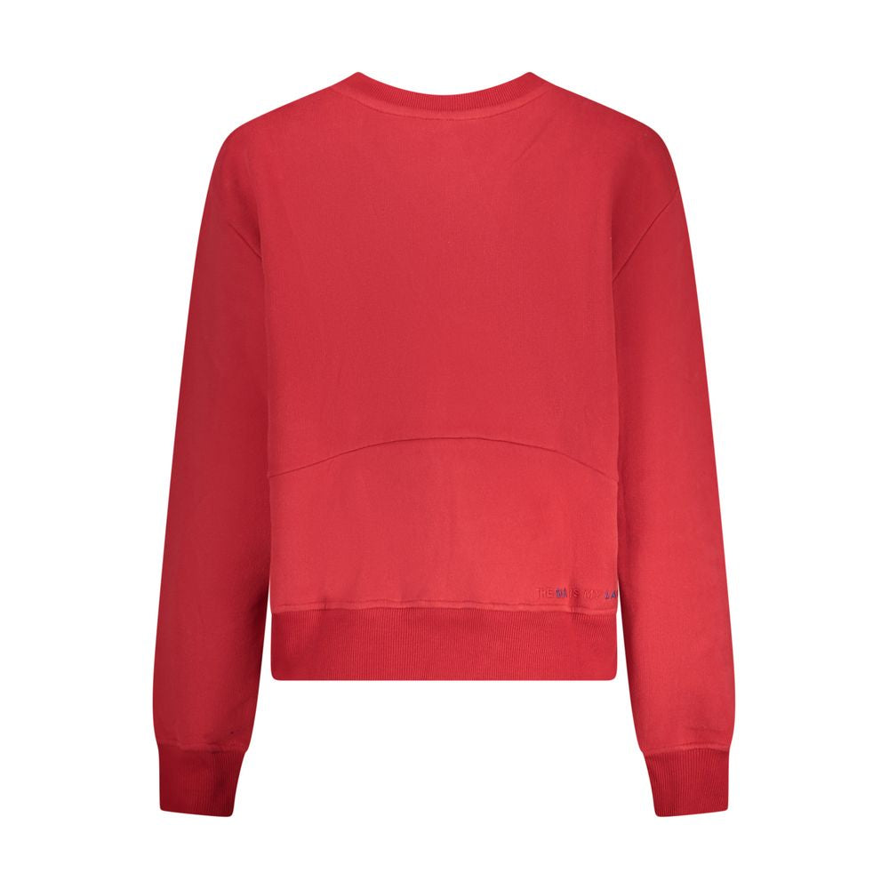 Red Cotton Women Sweatshirt - ventzia