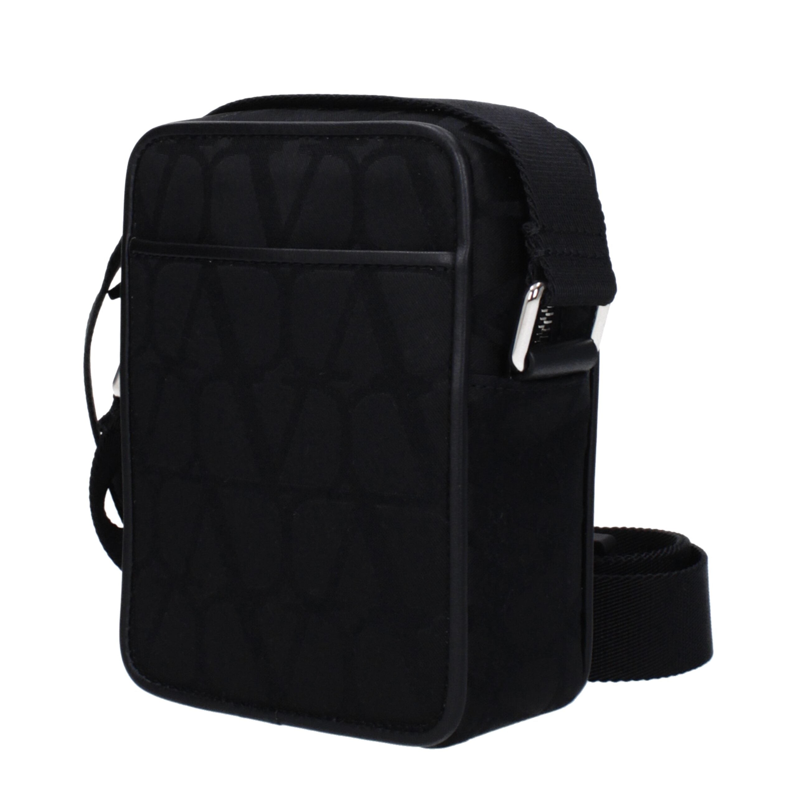 Black Fabric Crossbody Bag - ventzia