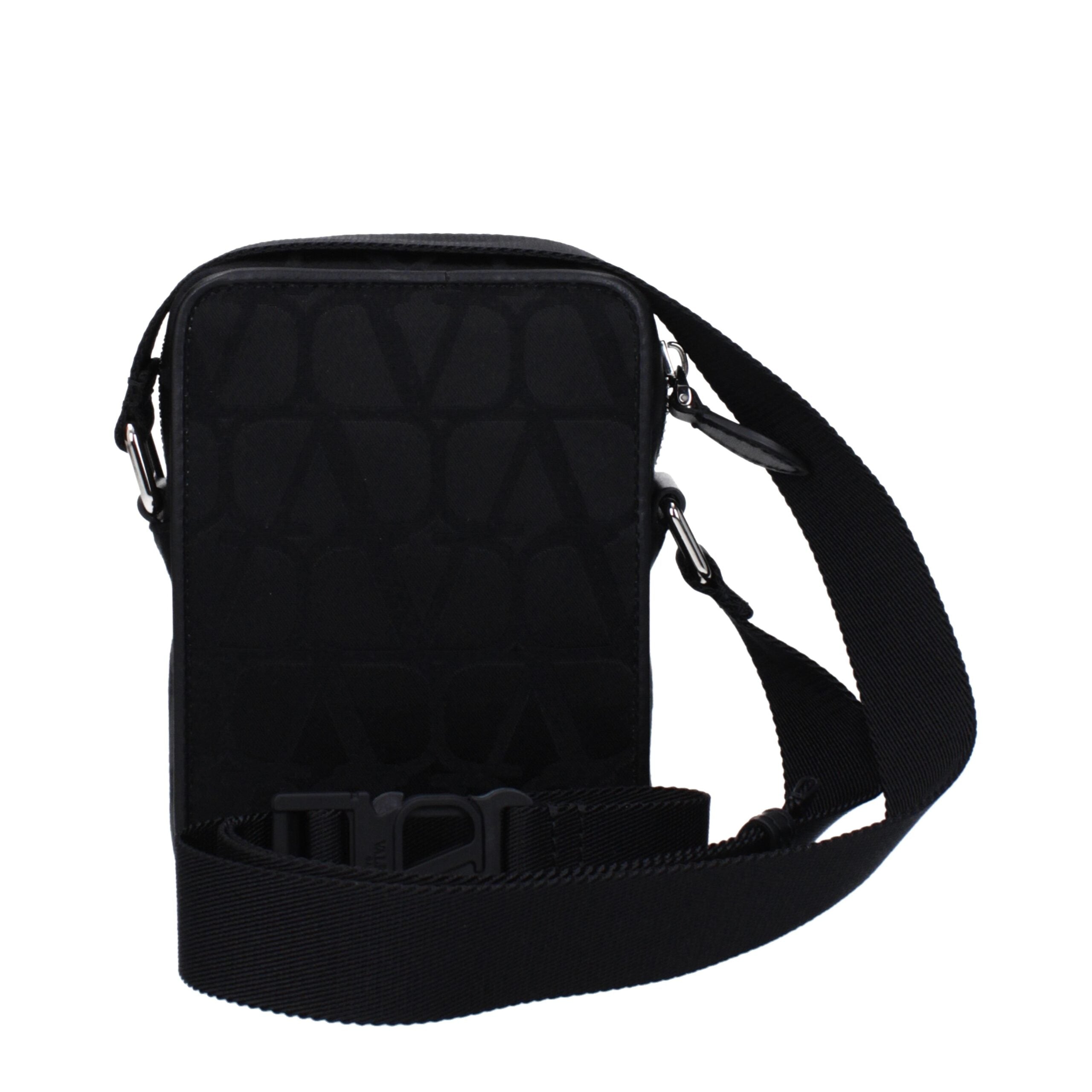 Black Fabric Crossbody Bag - ventzia