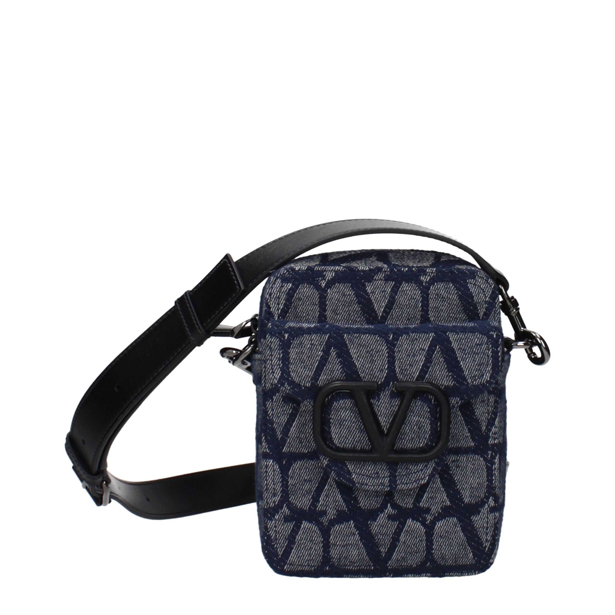 Blue Fabric Crossbody Bag - ventzia