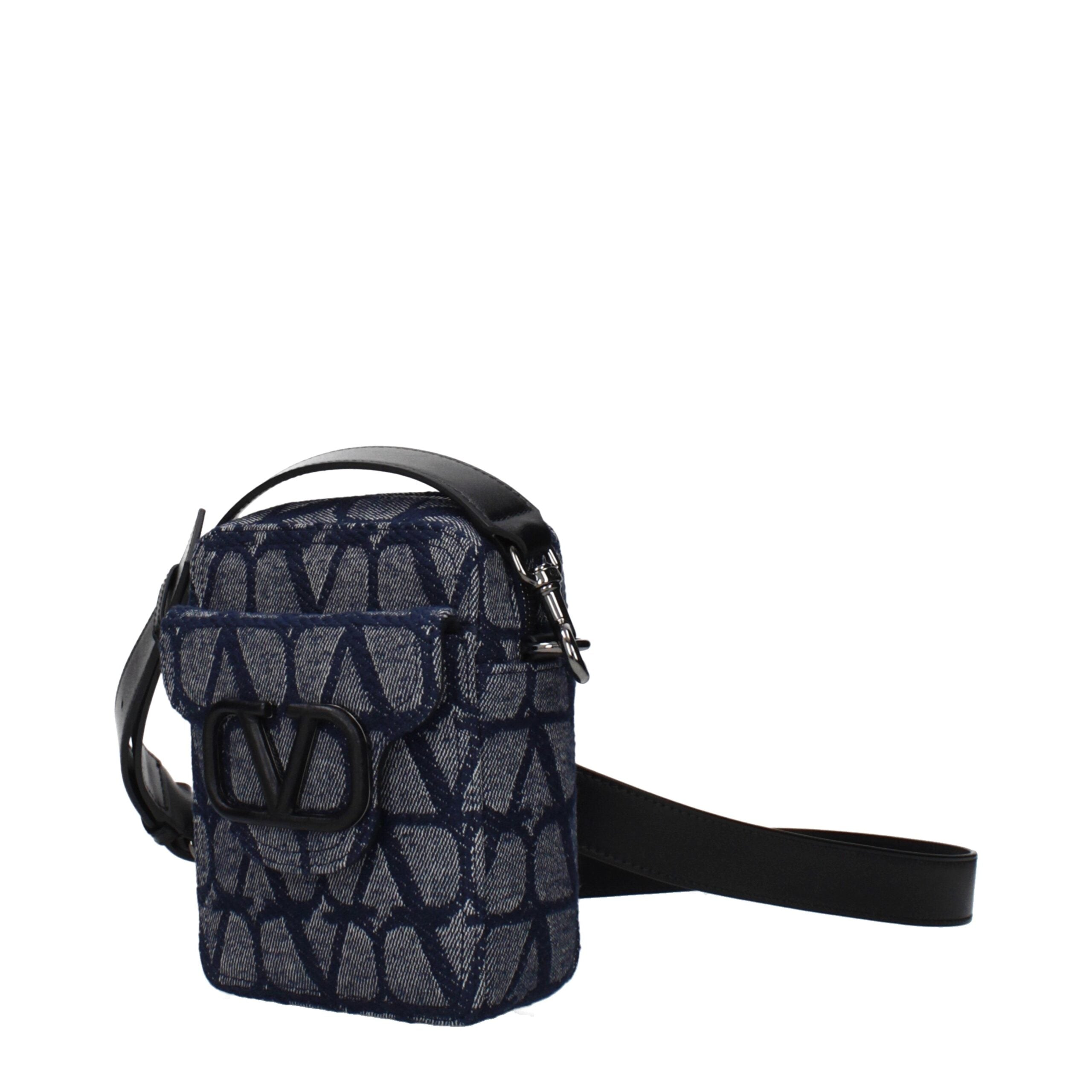 Blue Fabric Crossbody Bag - ventzia