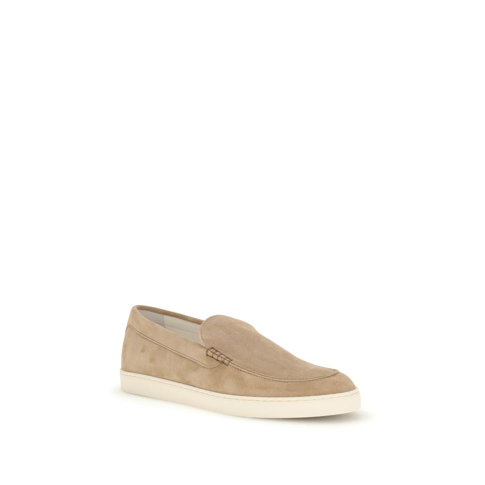 Beige Calf Leather Bos Taurus Slip-On Loafers