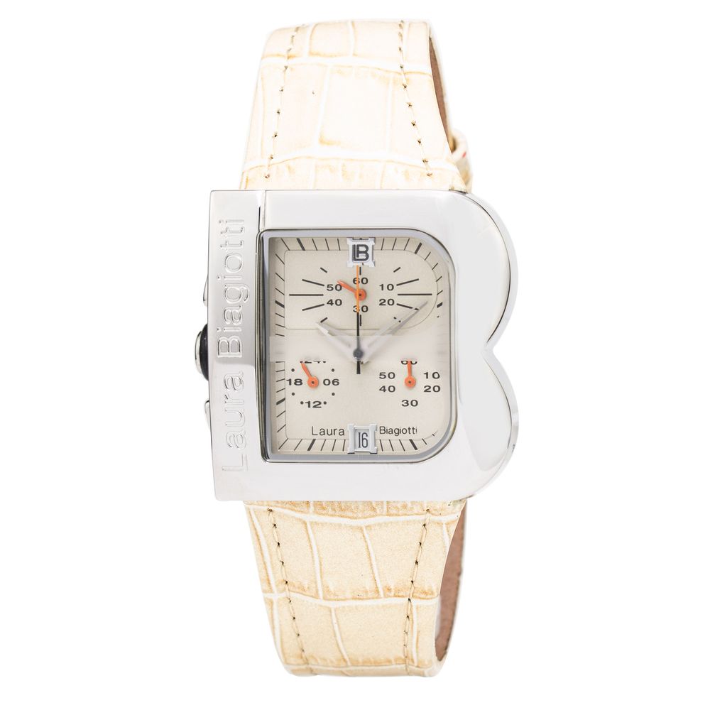 Beige Leather Dress Watch - ventzia