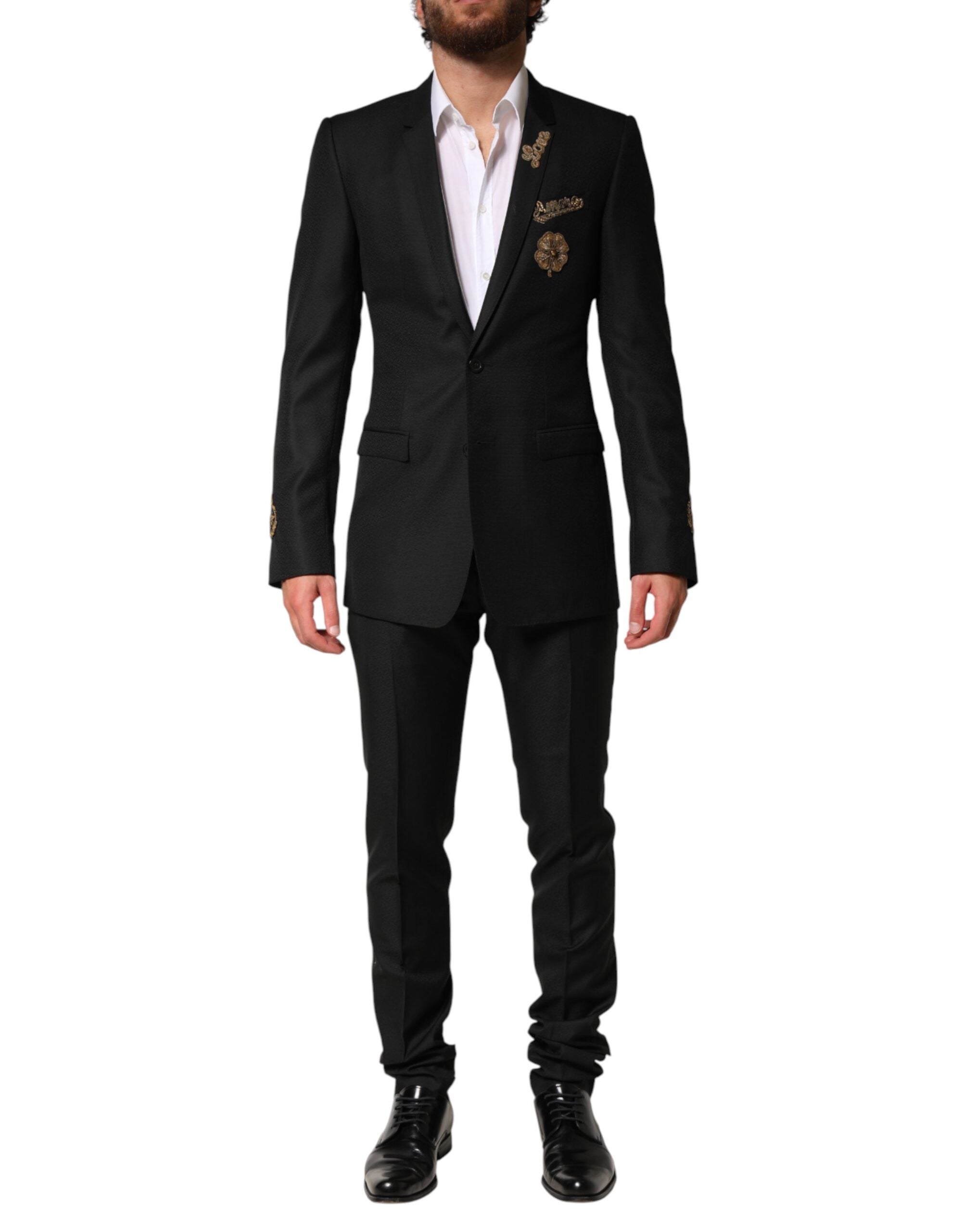 Black Embellished Single Breasted 2 Pc Suit