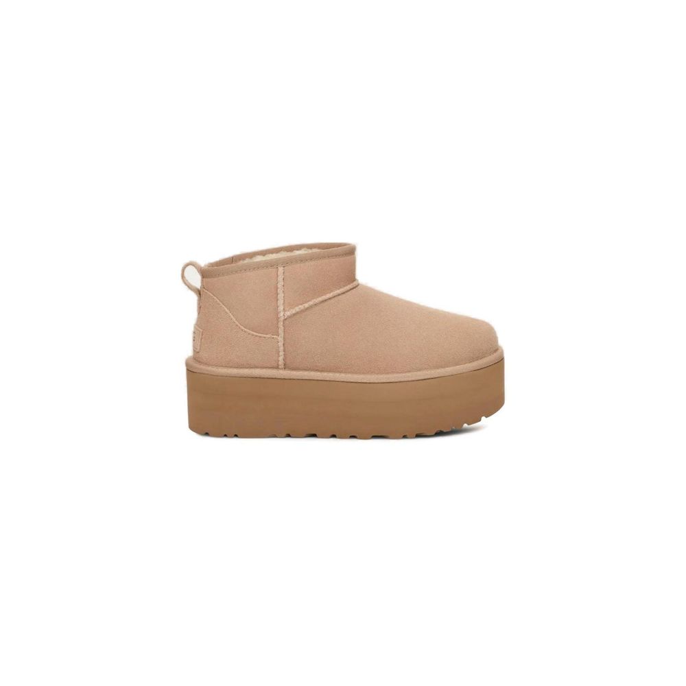 Beige Suede Leather Ankle Boots - ventzia