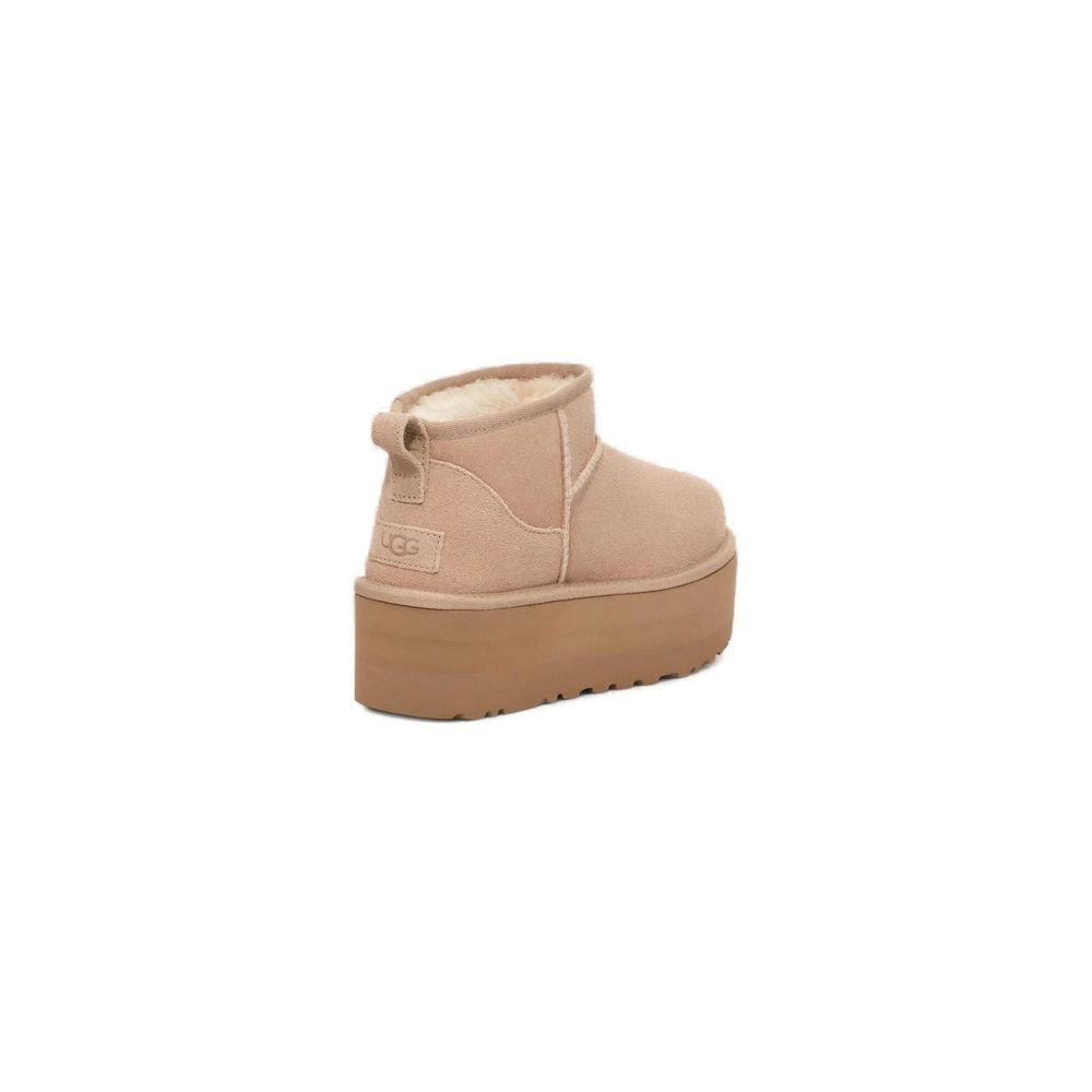 Beige Suede Leather Ankle Boots - ventzia