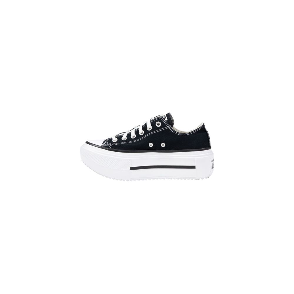 Black And White Fabric Platform Sneakers