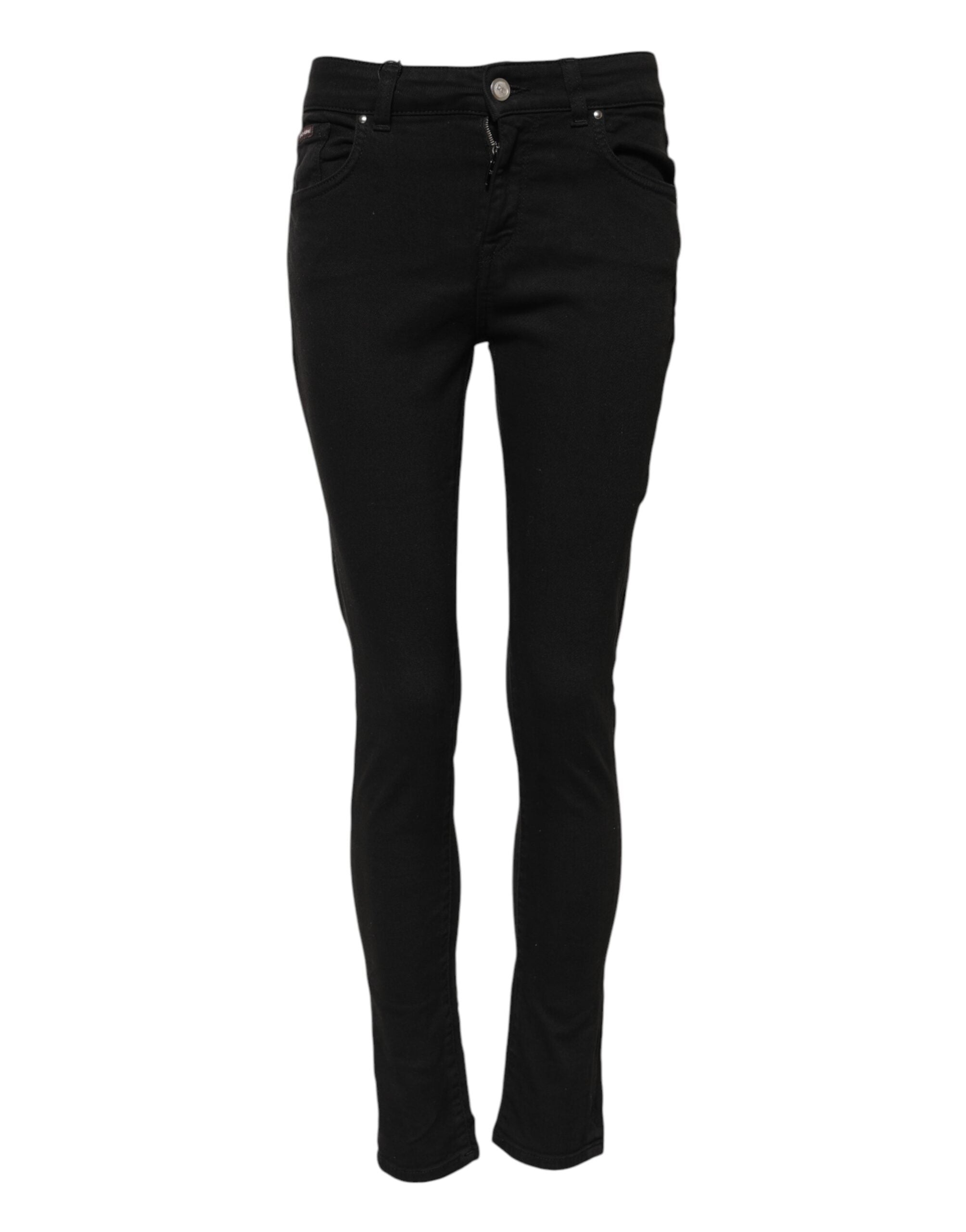 Black Cotton Casual Skinny Denim Jeans - ventzia