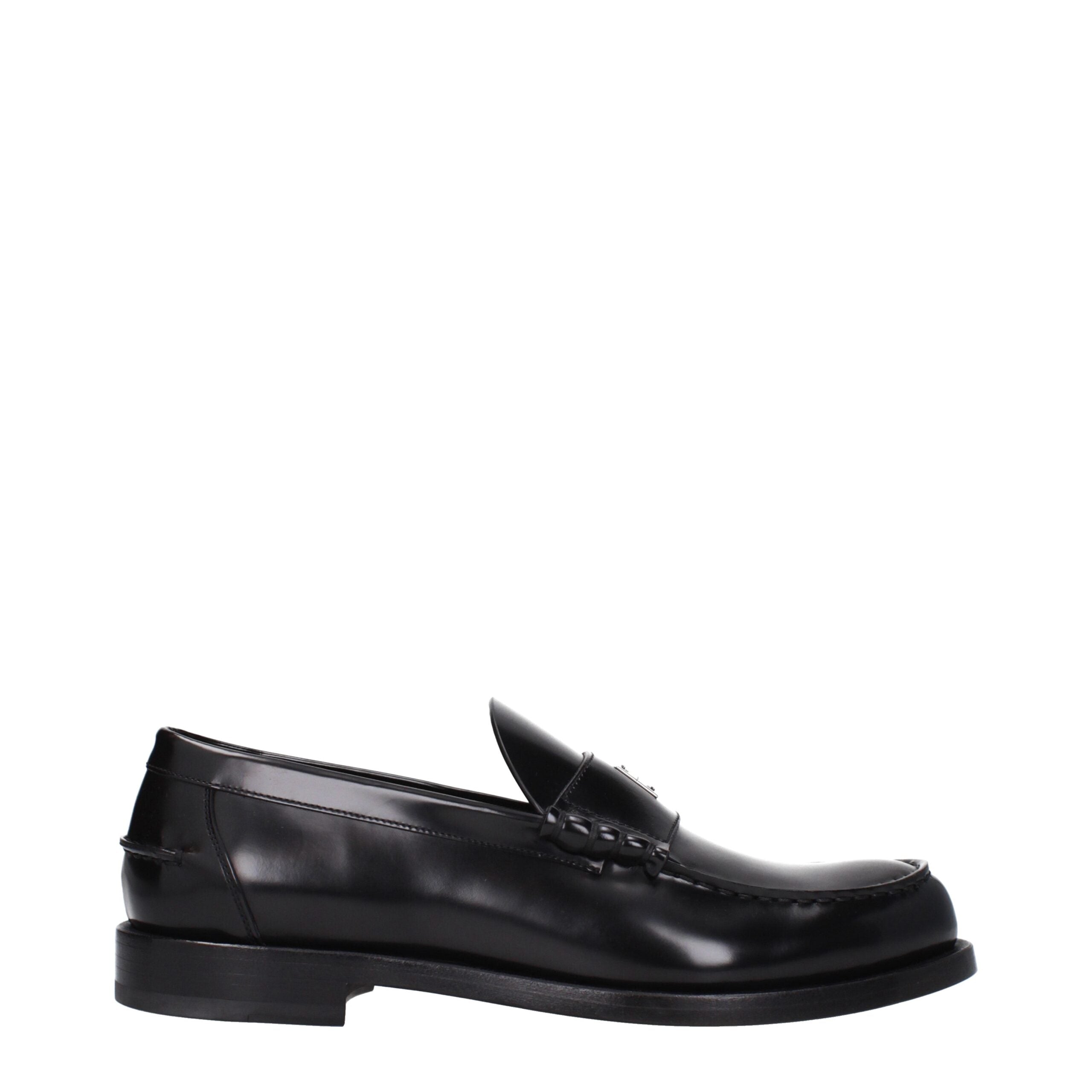 Black Leather Slip-On Loafers - ventzia