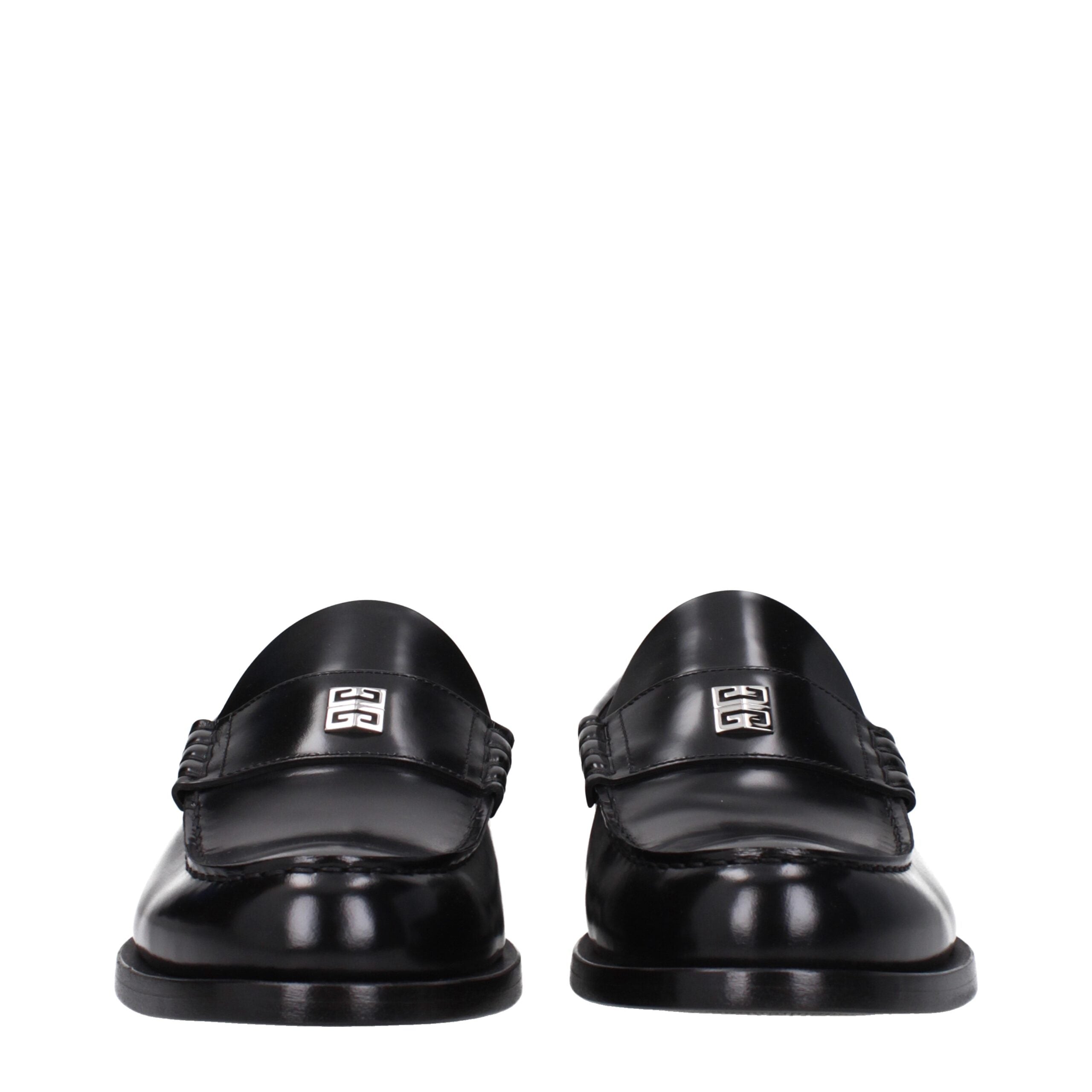 Black Leather Slip-On Loafers - ventzia