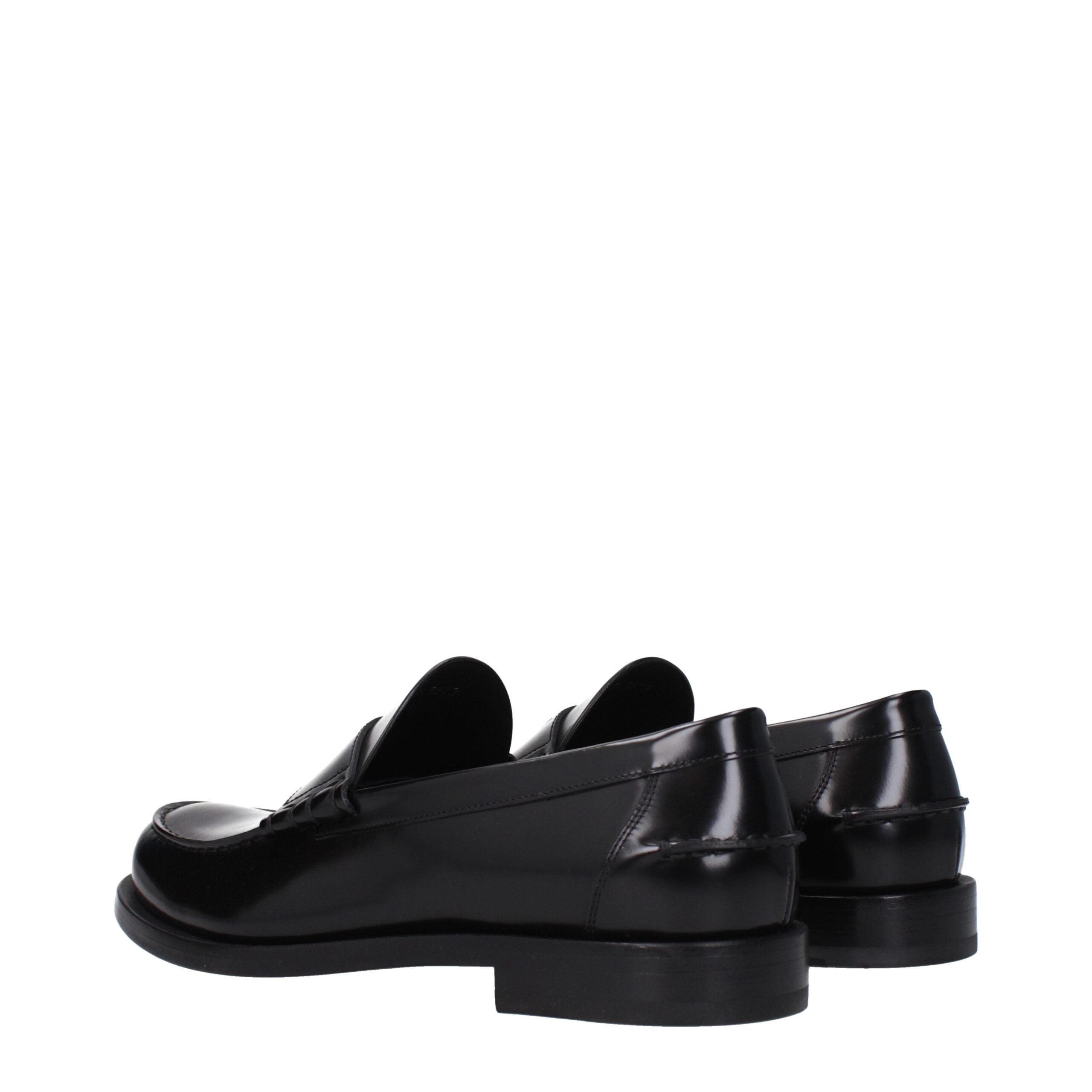 Black Leather Slip-On Loafers - ventzia