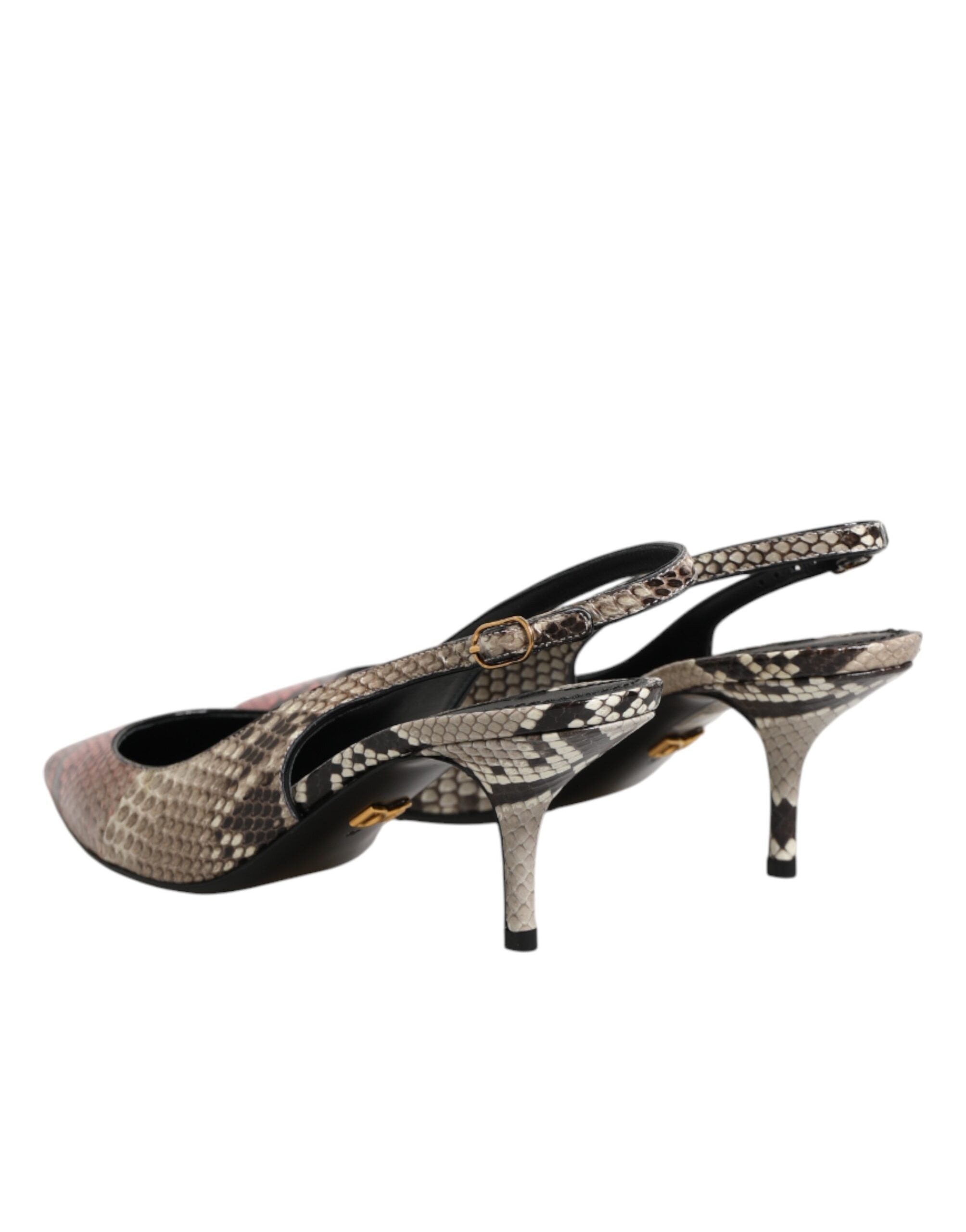 Multicolor Leather Heels Slingback Shoes - ventzia