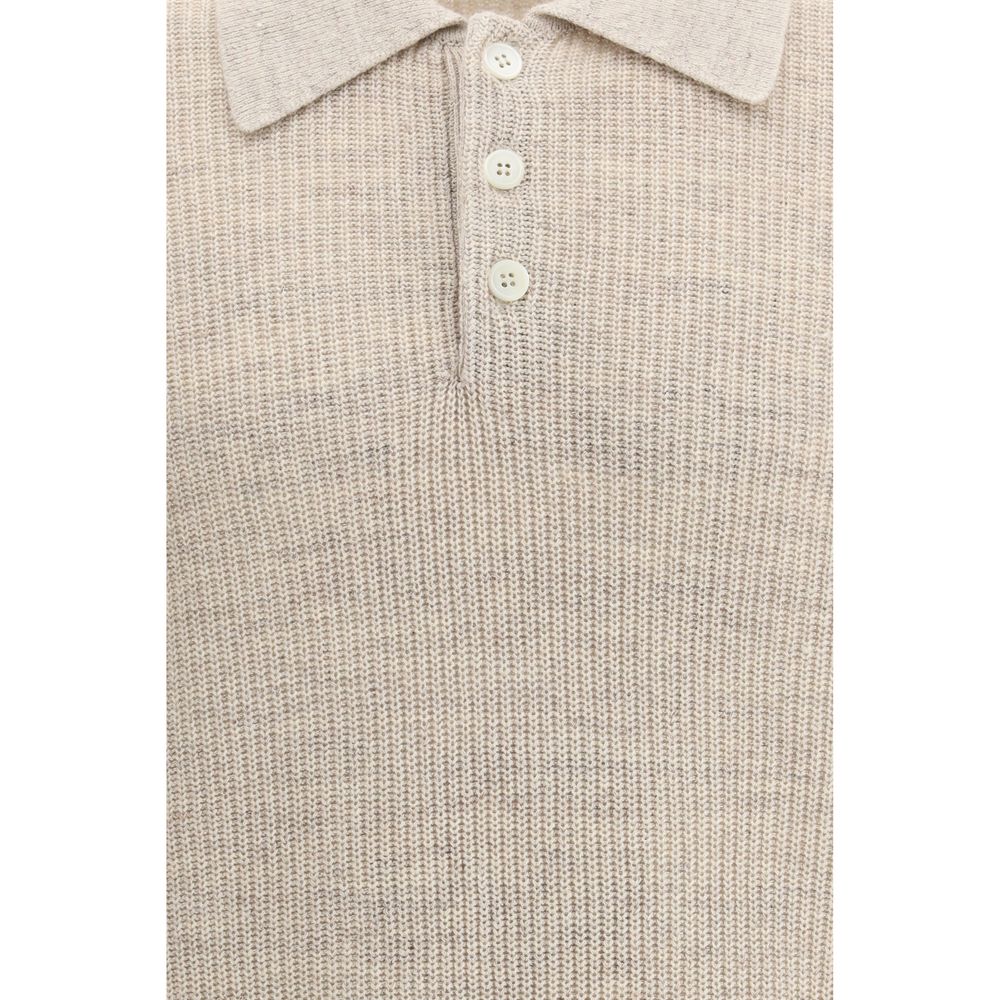 Beige Cotton Polo Shirt - ventzia