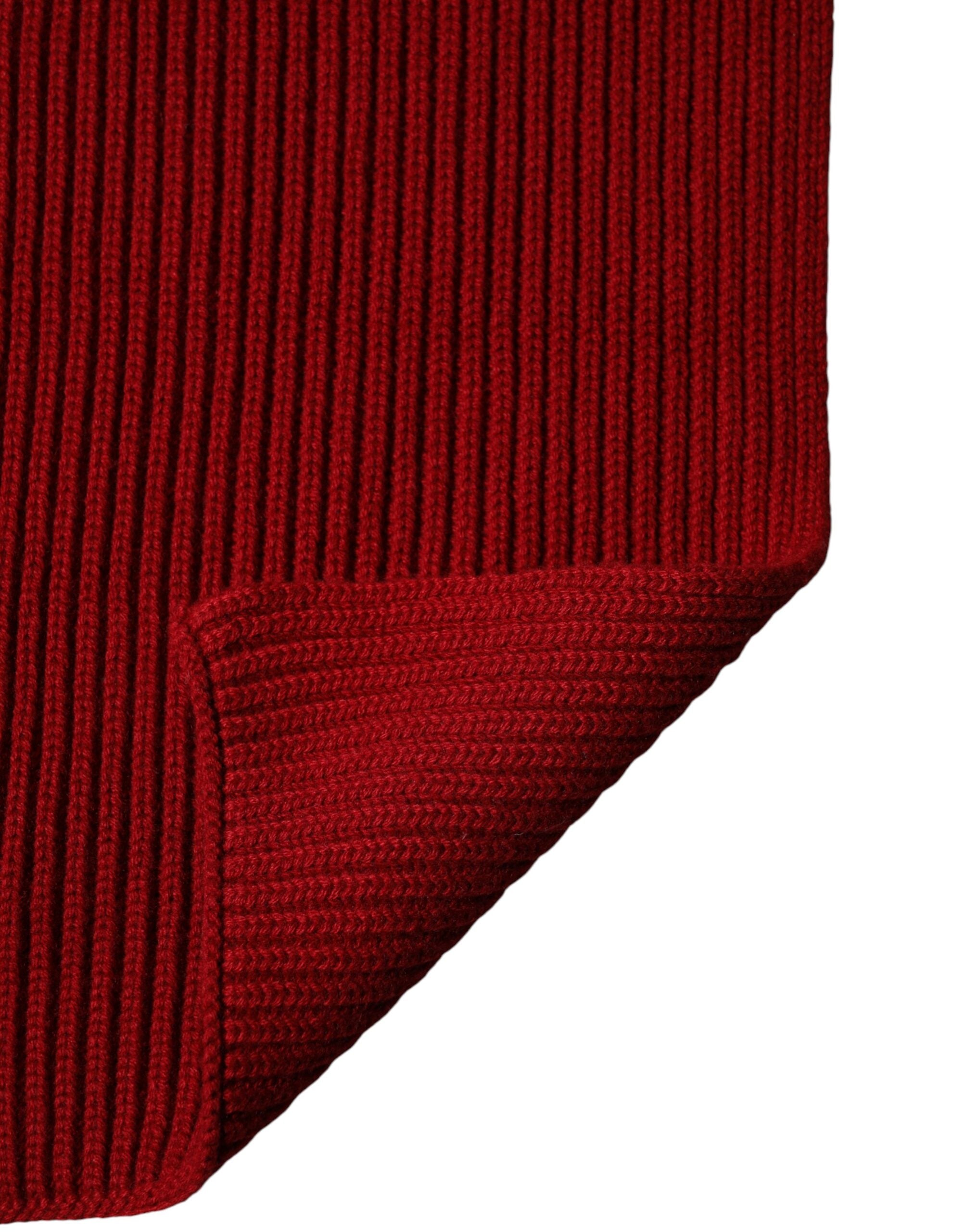 Red Wool Knitted Neck Wrap Shawl Men Scarf