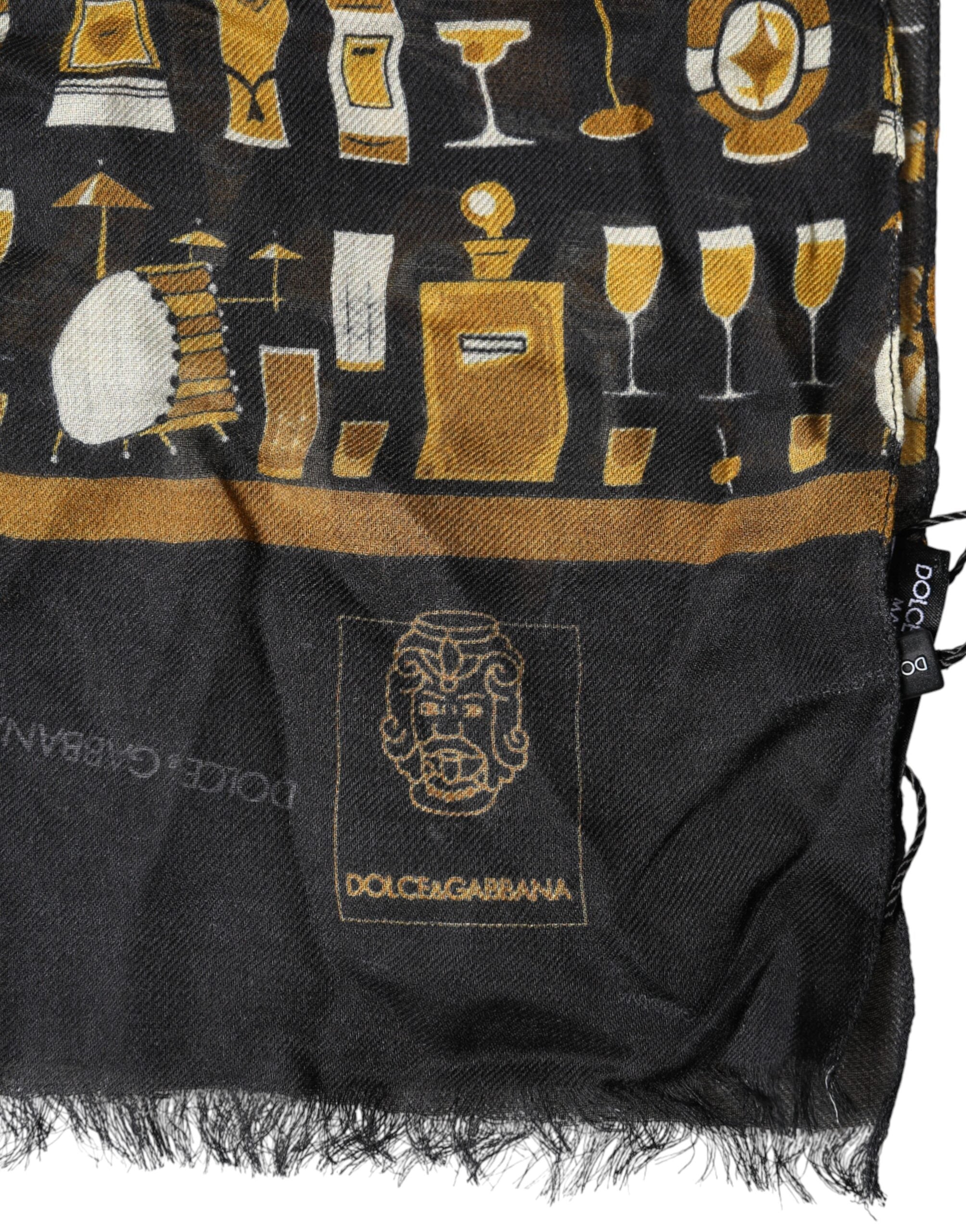 Black Jazz Club Print Neck Wrap Shawl Scarf - ventzia