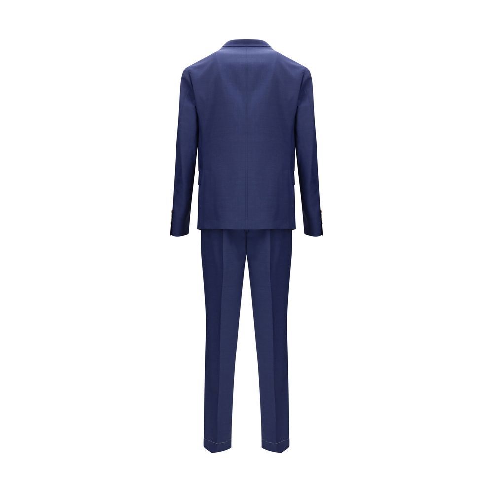 Blue Fleece Wool Two-Piece Suit - ventzia