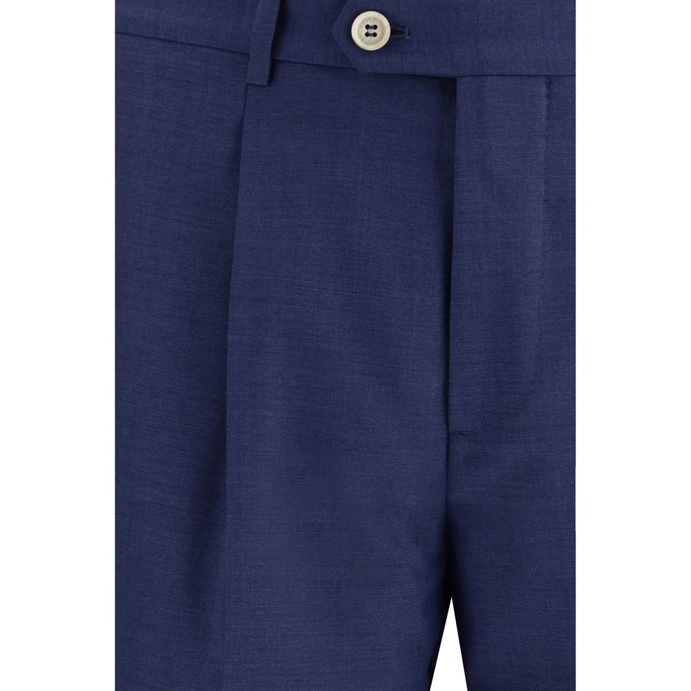 Blue Fleece Wool Two-Piece Suit - ventzia