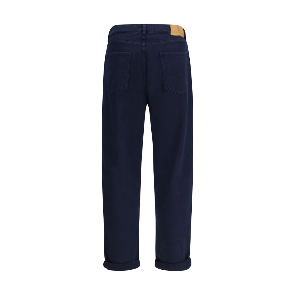 Blue Cotton Straight-Leg Jeans - ventzia