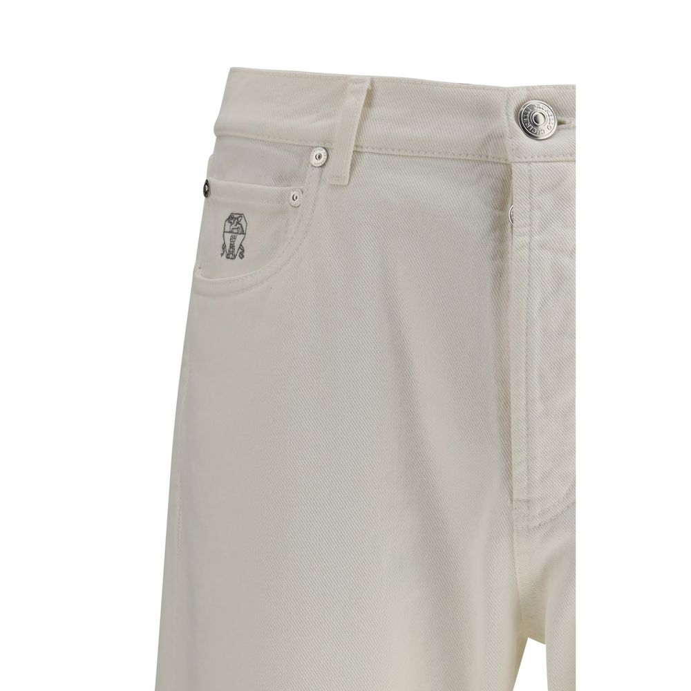 White Cotton Straight-Leg Jeans - ventzia