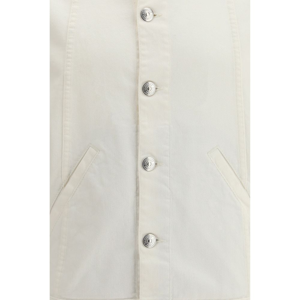 White Cotton Denim Jacket - ventzia