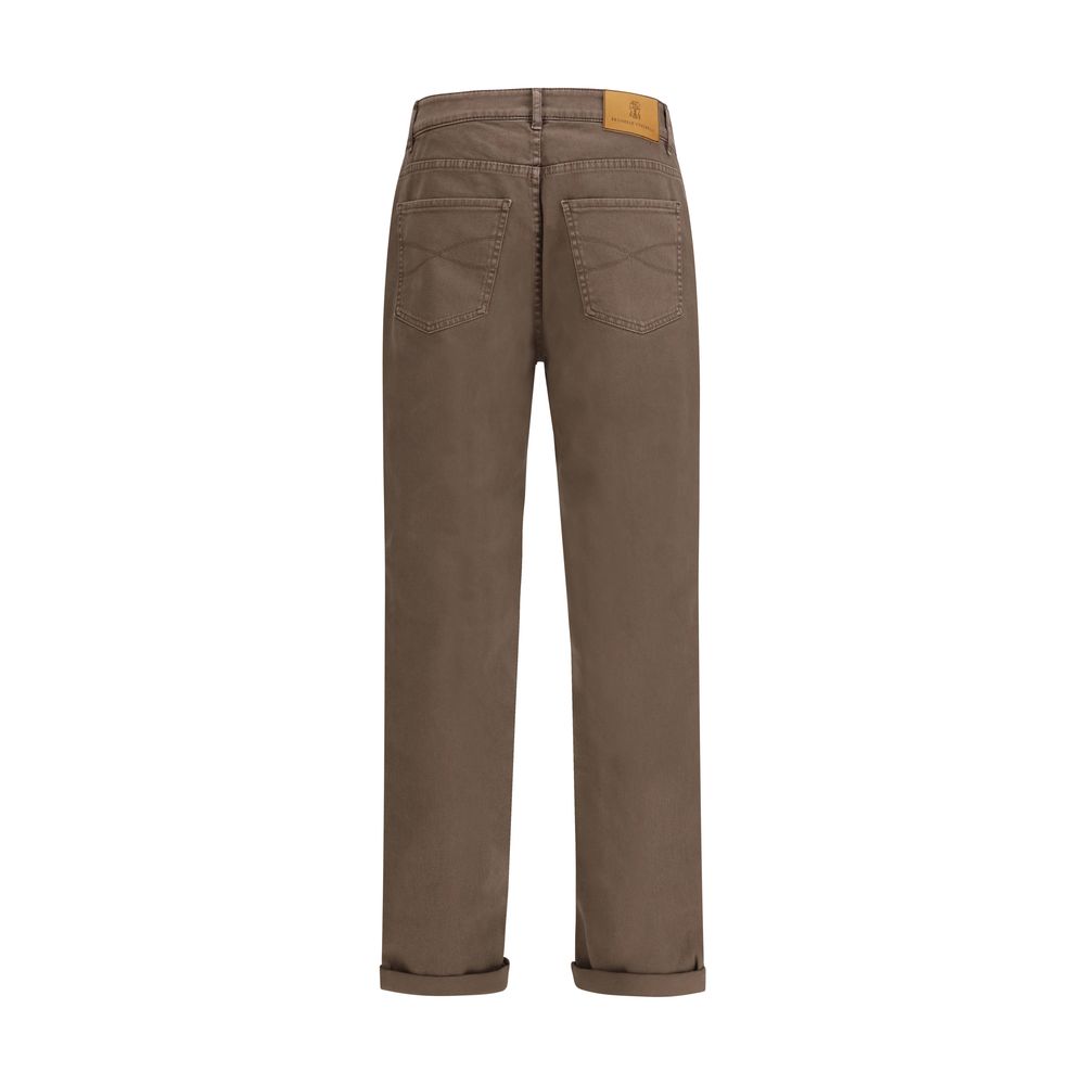 Brown Cotton Relaxed Fit Jeans - ventzia