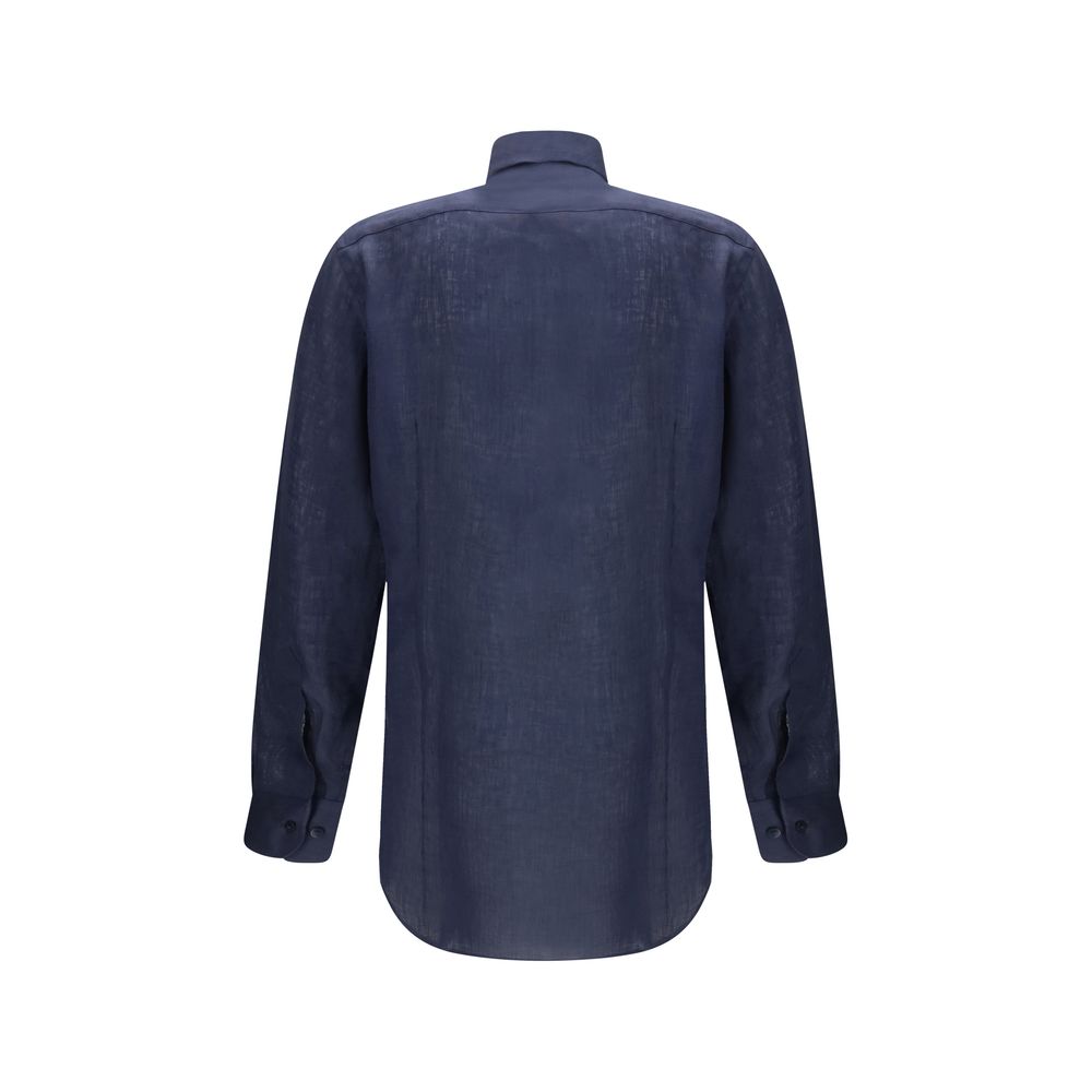 Blue Linen Dress Shirt - ventzia