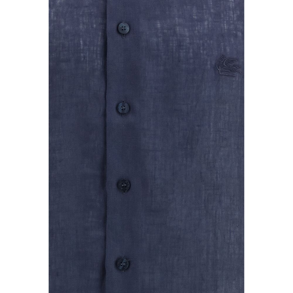 Blue Linen Dress Shirt - ventzia