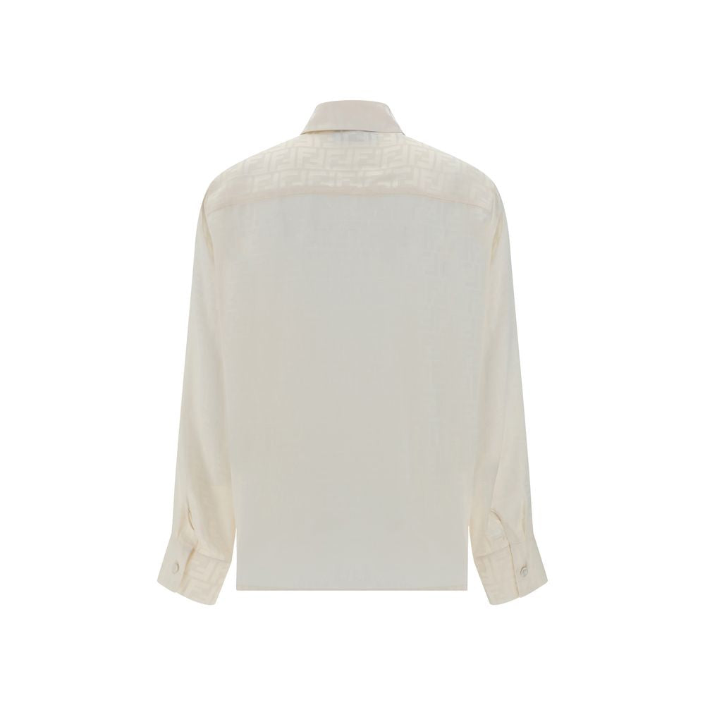 White Silk Pattern Shirt - ventzia
