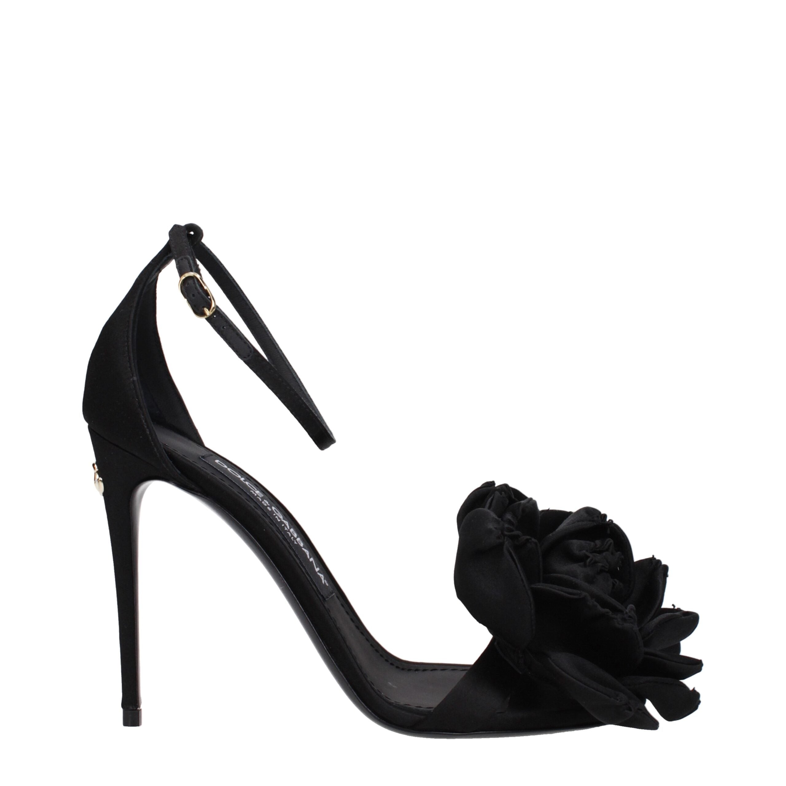 Black Satin Stiletto Heel Sandals - ventzia