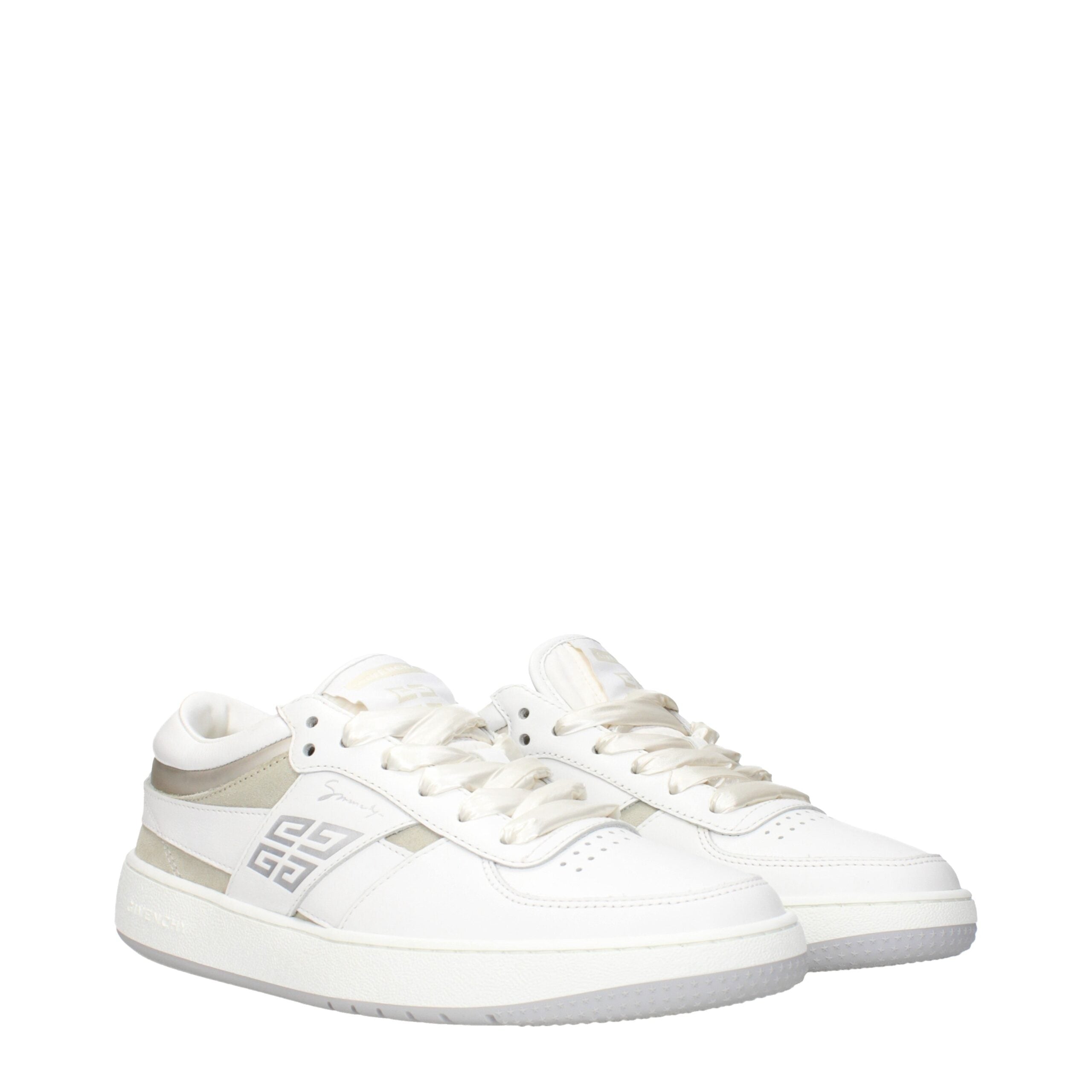 White Leather Low Top Sneakers - ventzia