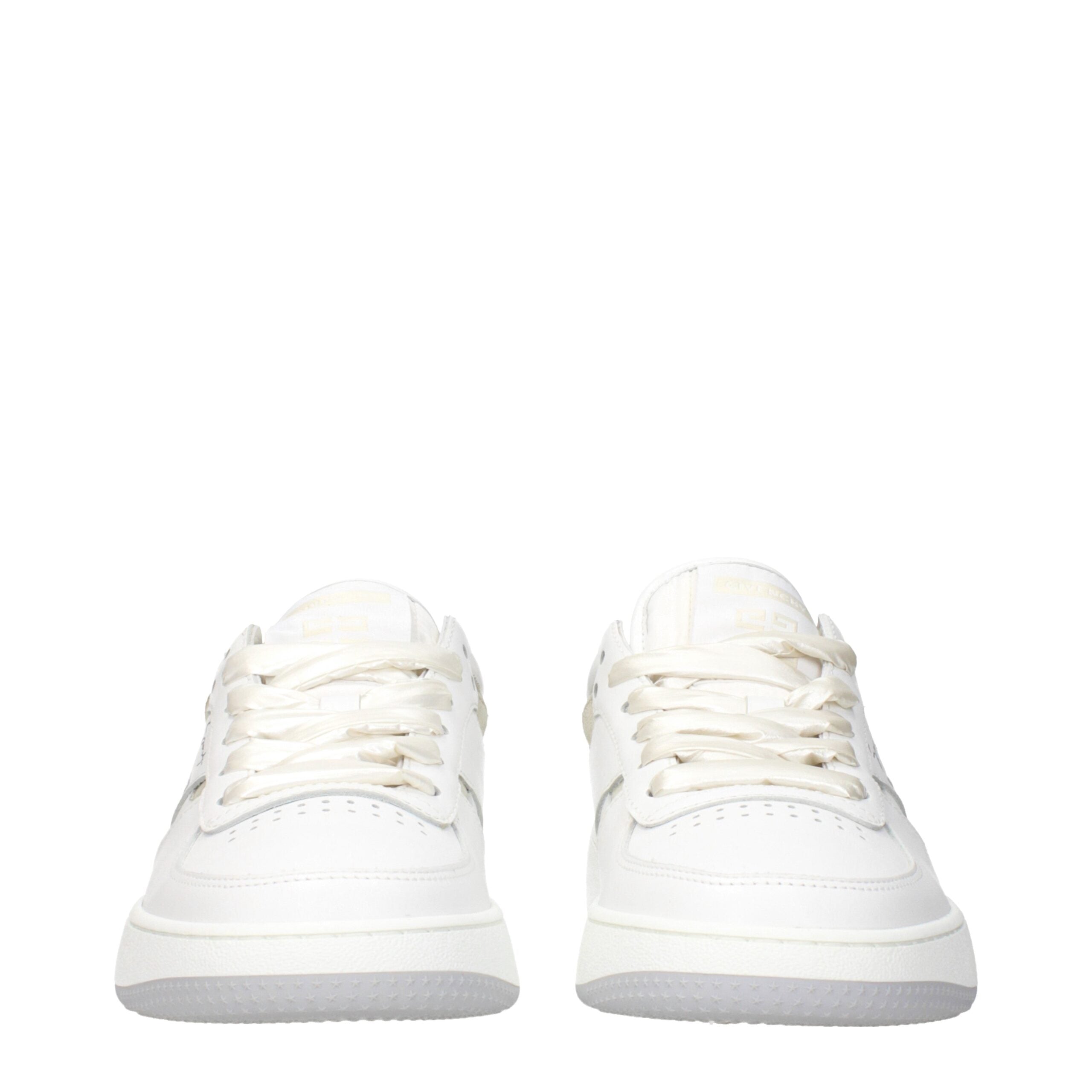 White Leather Low Top Sneakers - ventzia