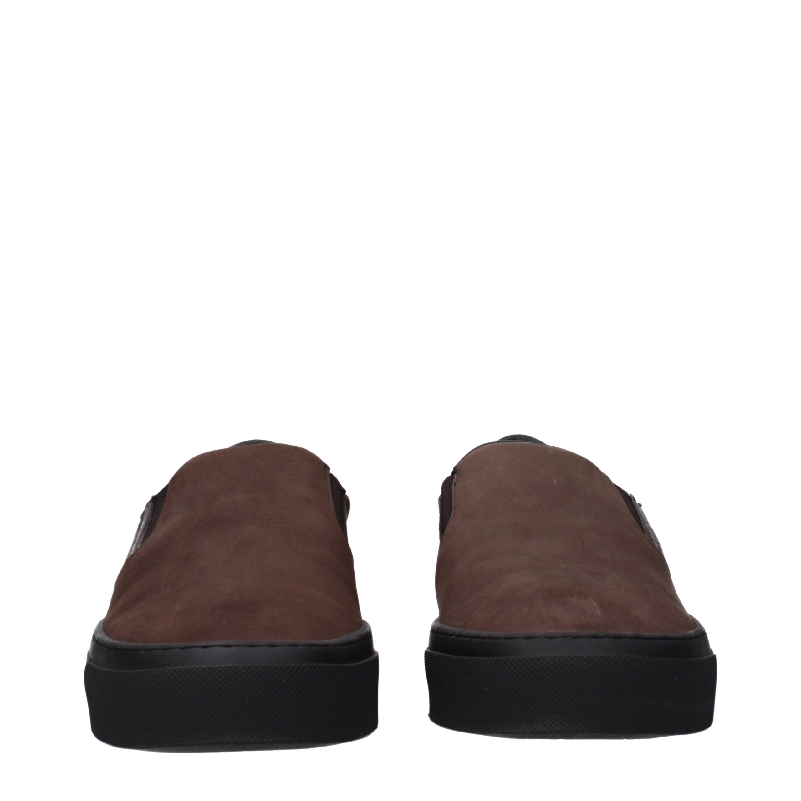 Brown Leather Slip-On Loafers - ventzia