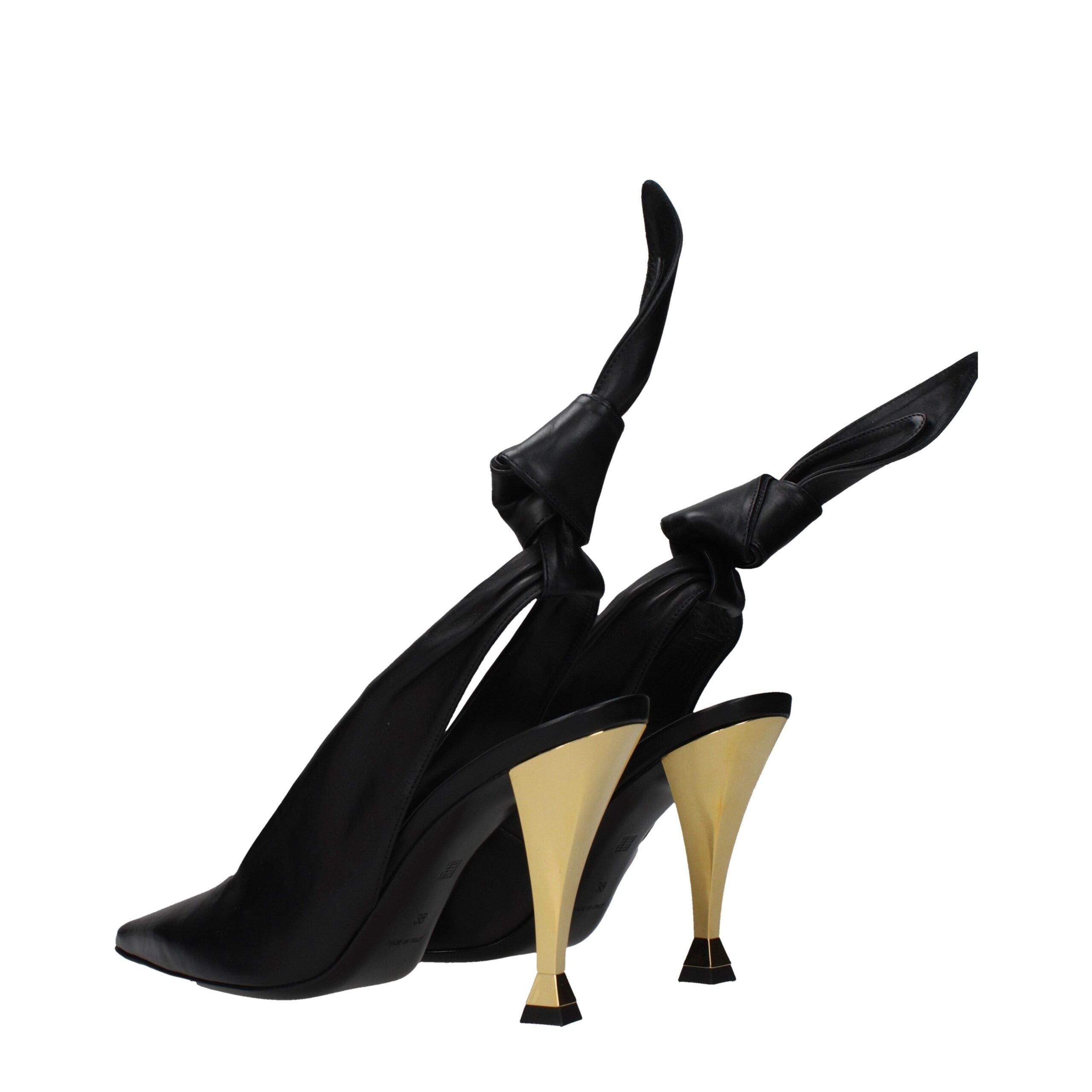 Black Leather High Heel Pumps - ventzia