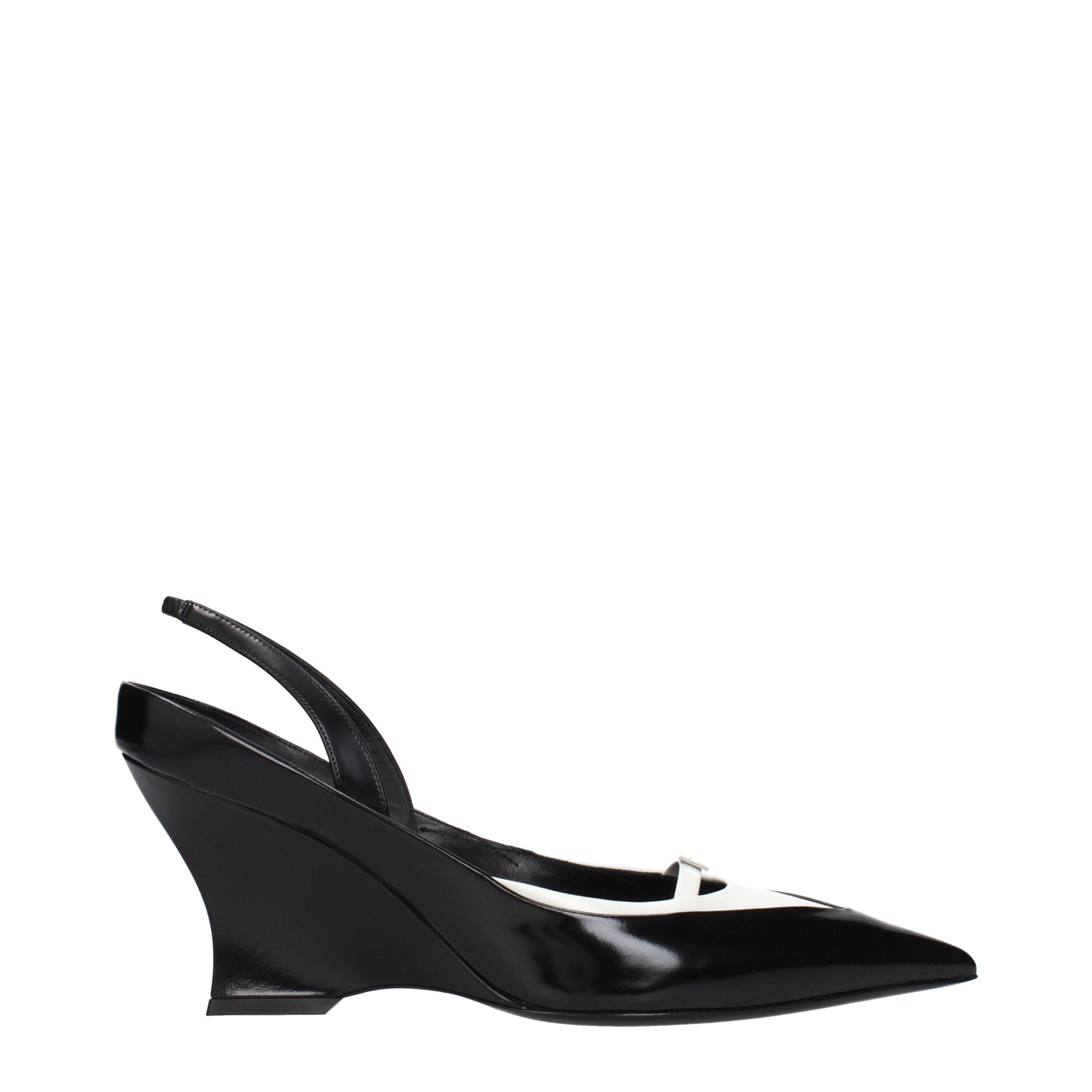 Black Leather Wedge Sandals