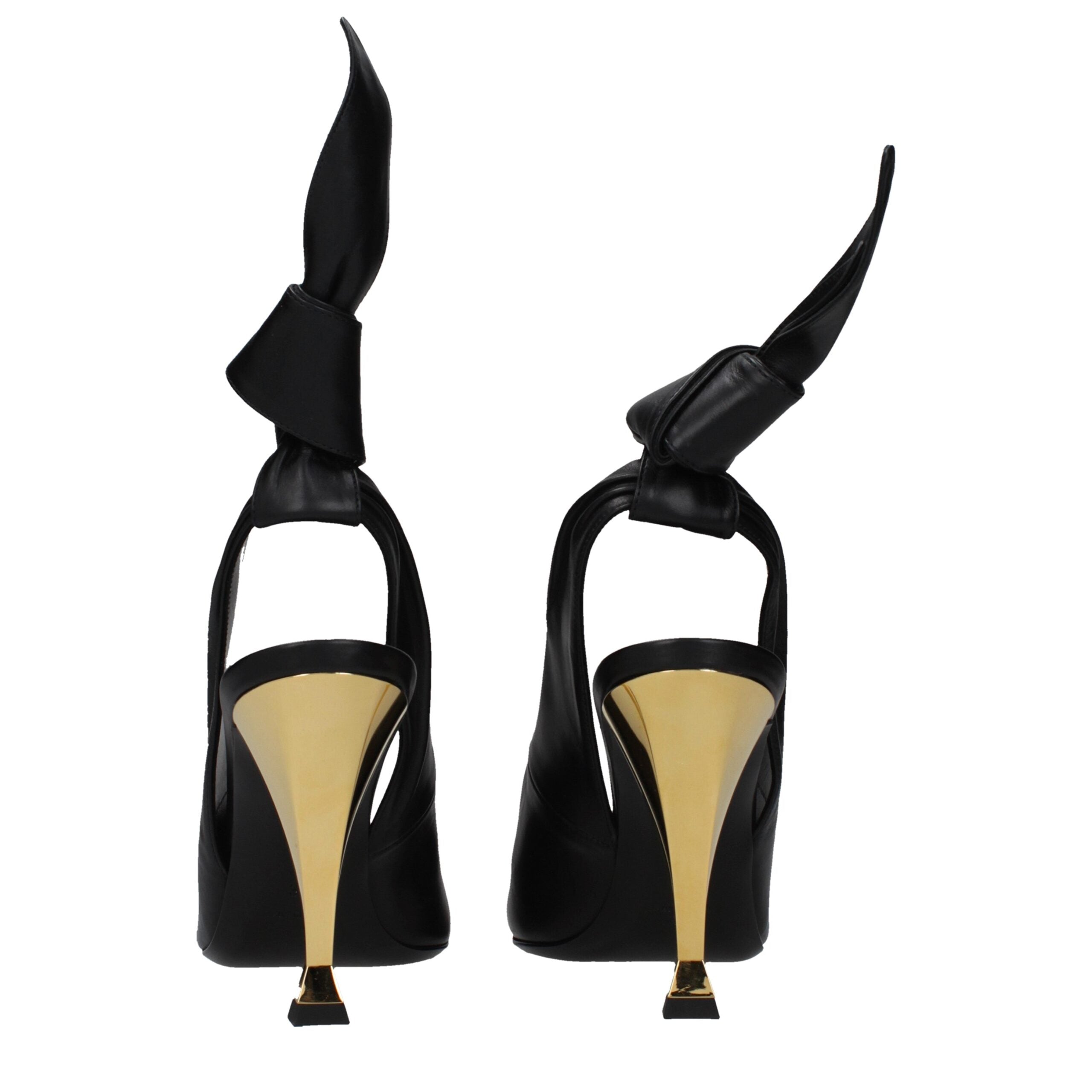 Black Leather High Heel Pumps