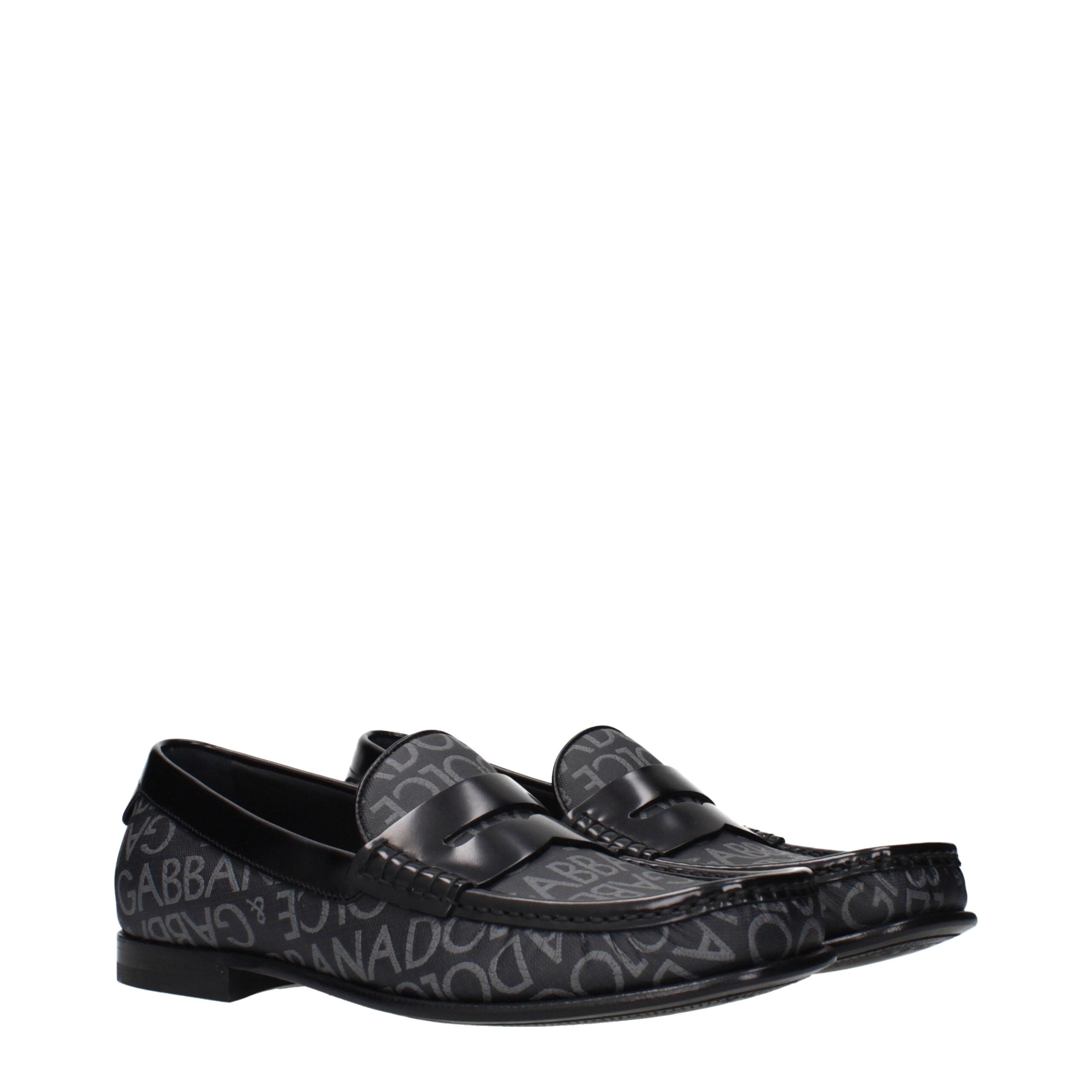 Black Fabric Slip-On Loafers - ventzia